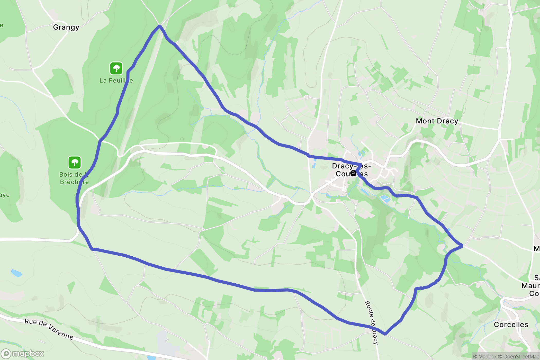 Dracy-lès-Couches : carte du parcours de randonnée - France