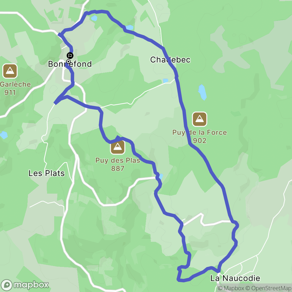 Bonnefond : carte du parcours de randonnée - France