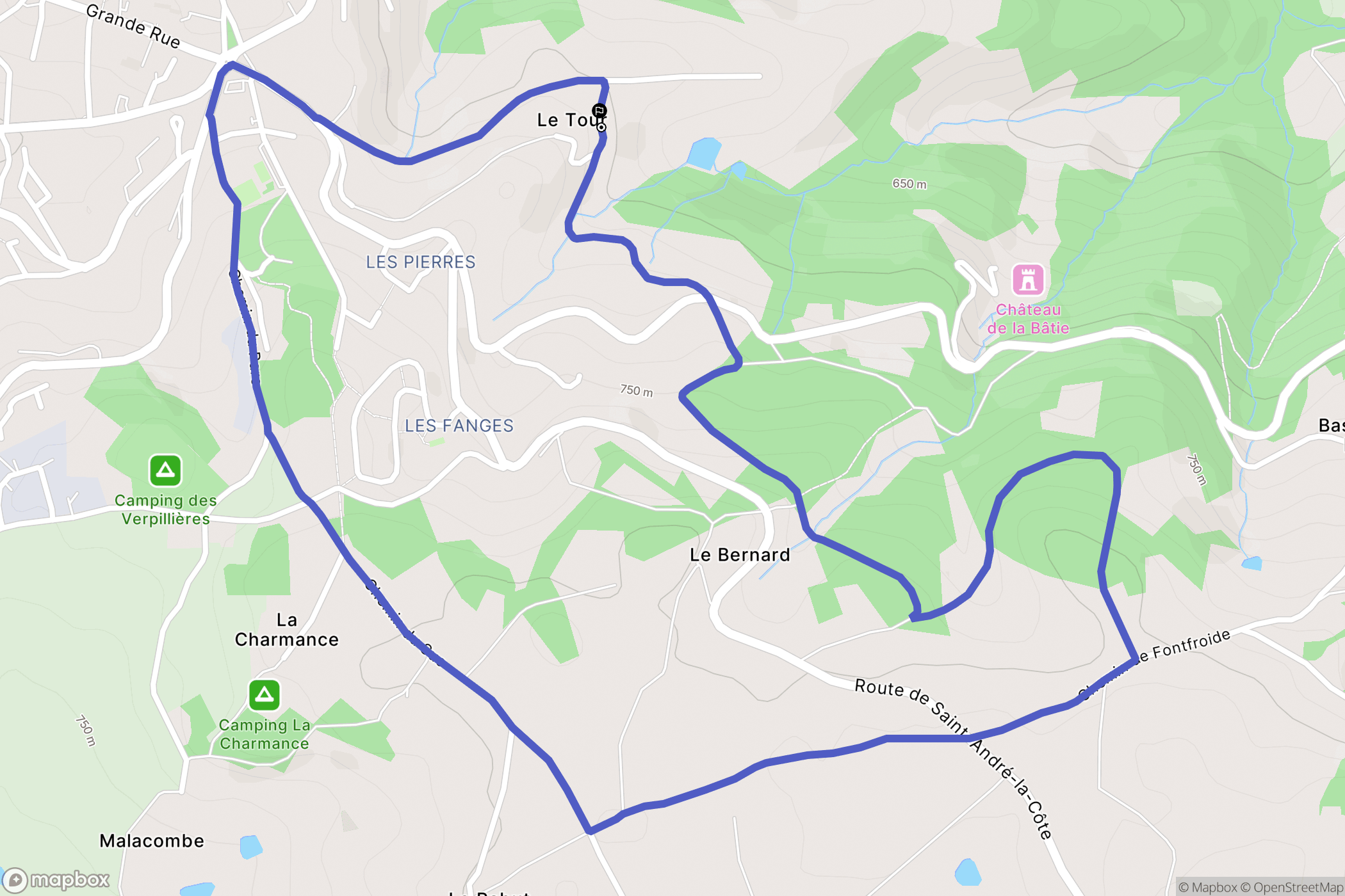 Saint-Martin-en-Haut : carte du parcours de randonnée - France