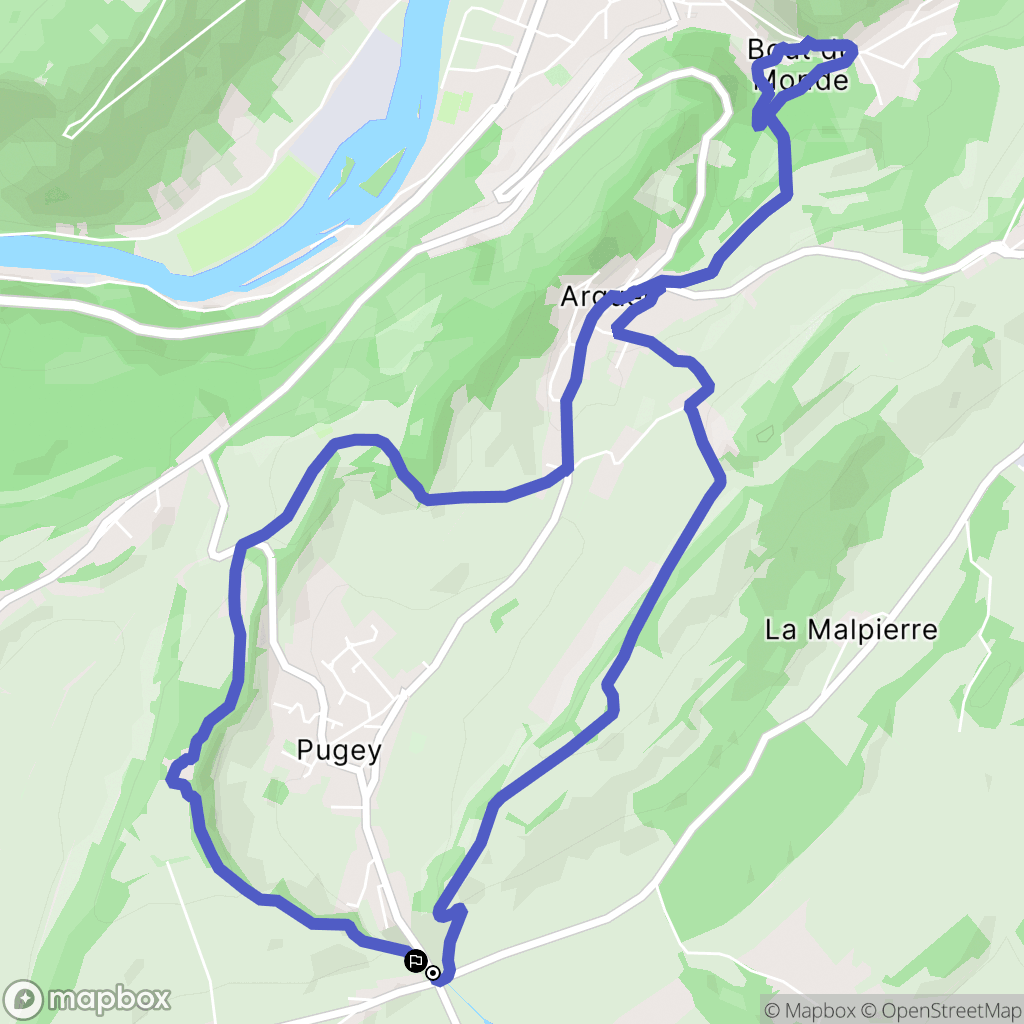 Pugey : carte du parcours de randonnée - France