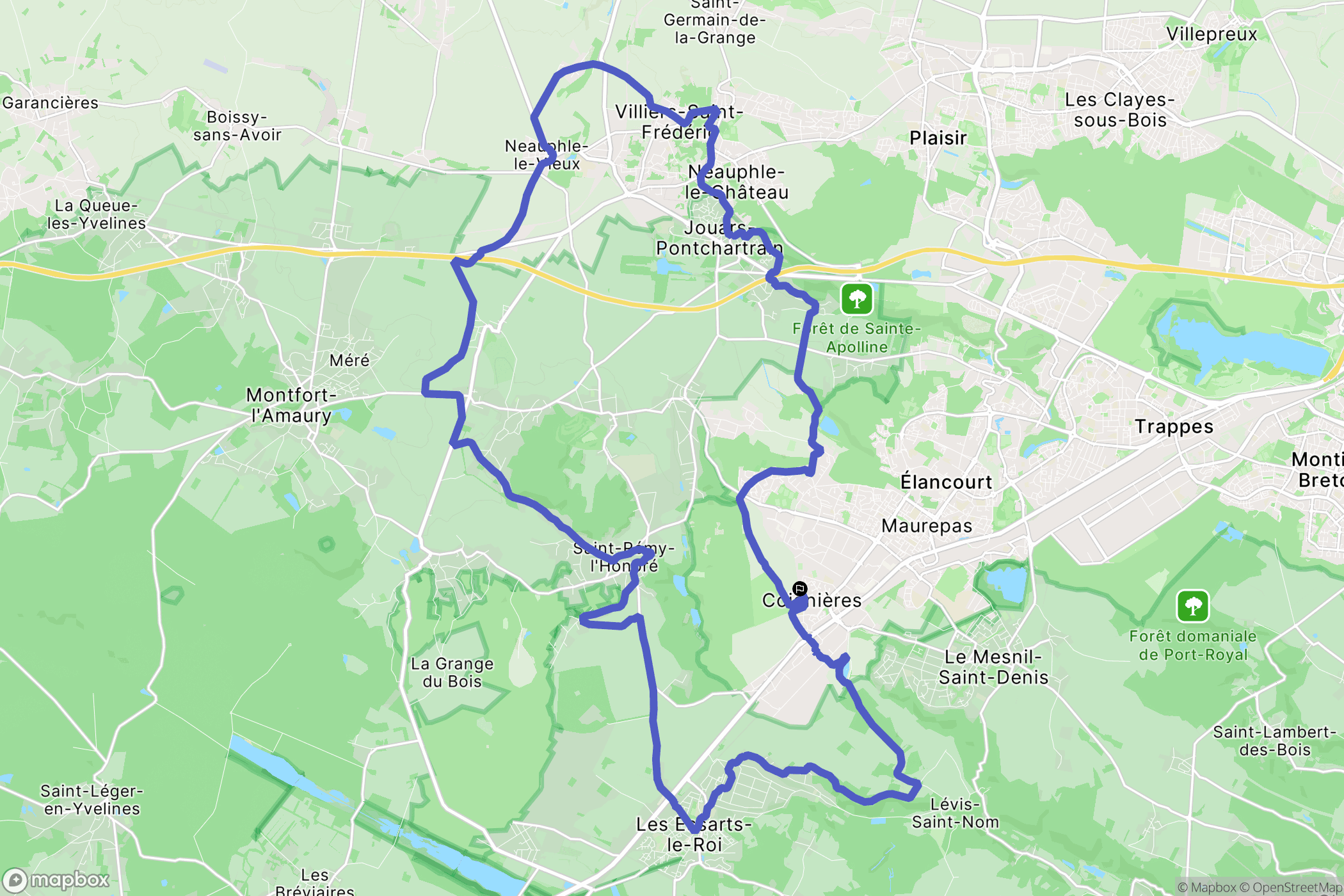Coignières : carte du parcours de randonnée - France