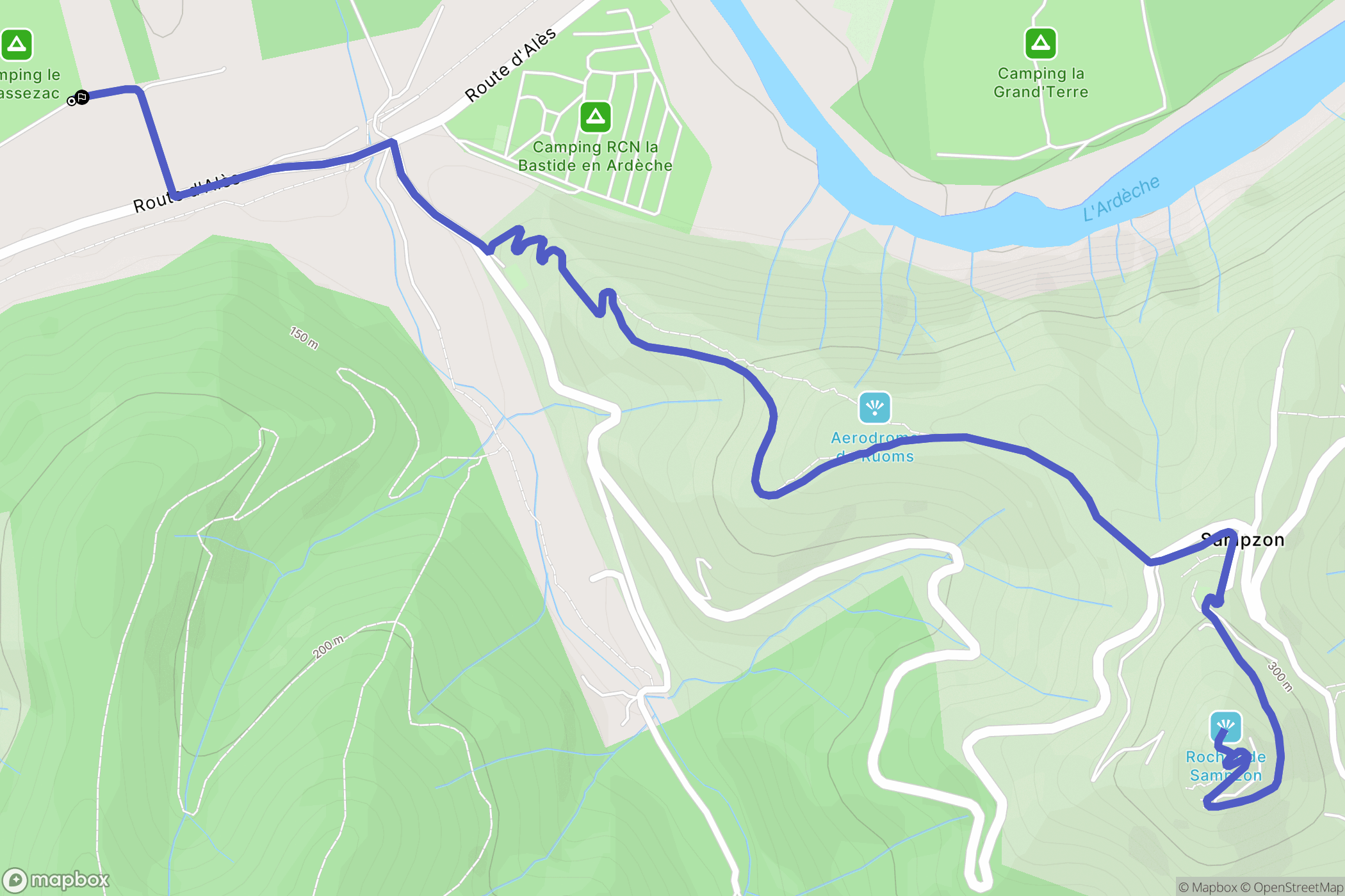 Sampzon : carte du parcours de randonnée - France