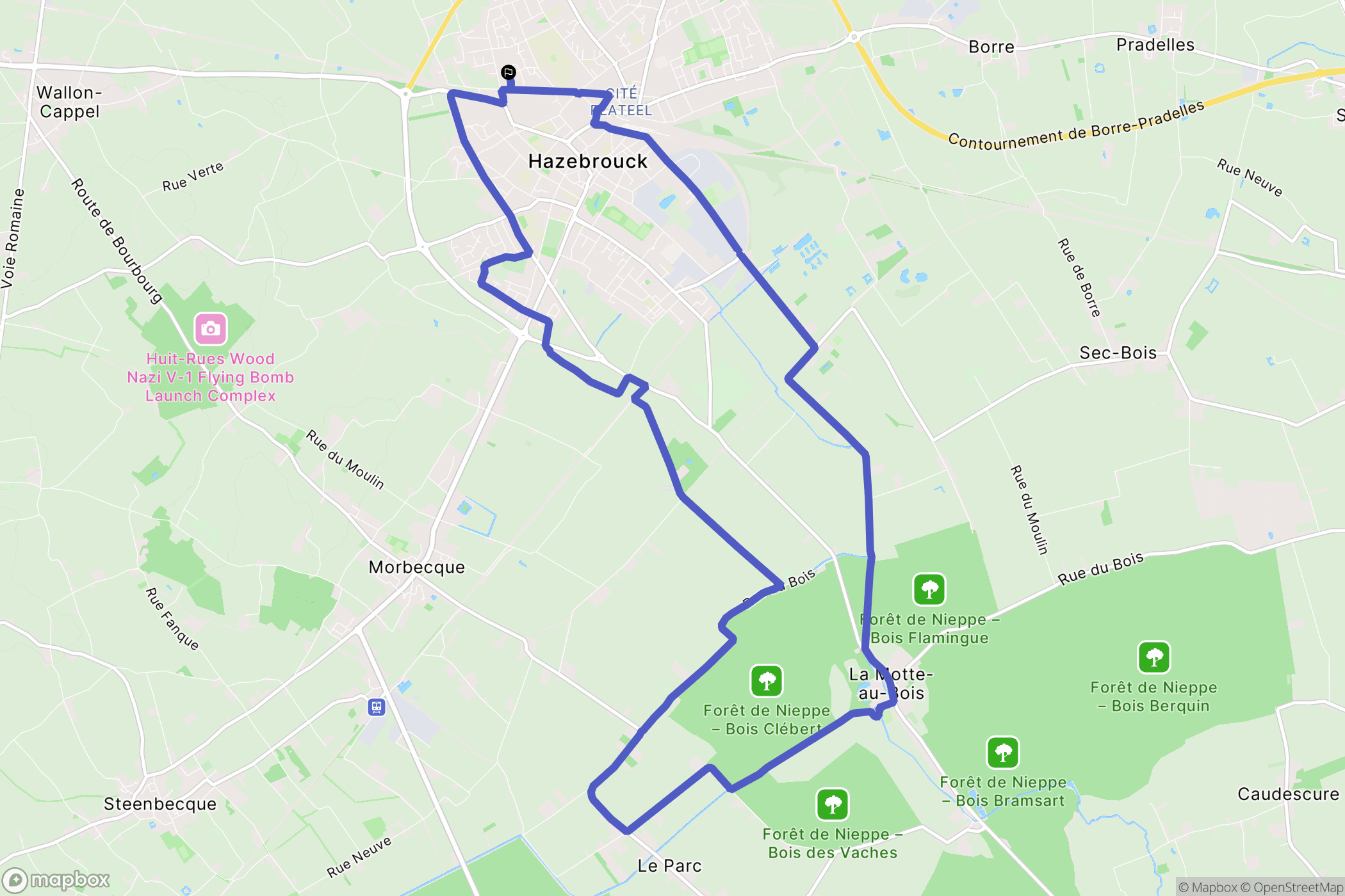 Hazebrouck : carte du parcours de randonnée - France