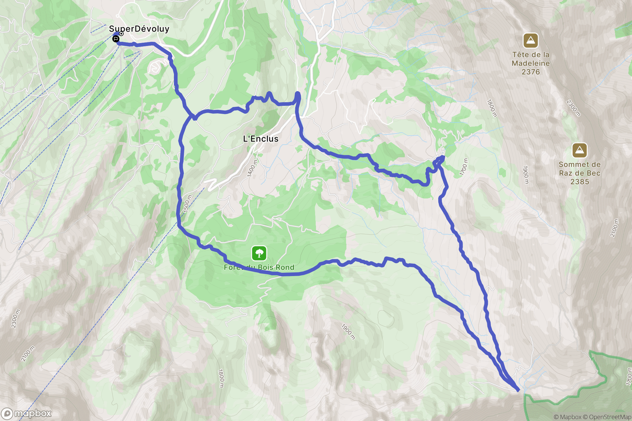 Dévoluy : carte du parcours de randonnée - France