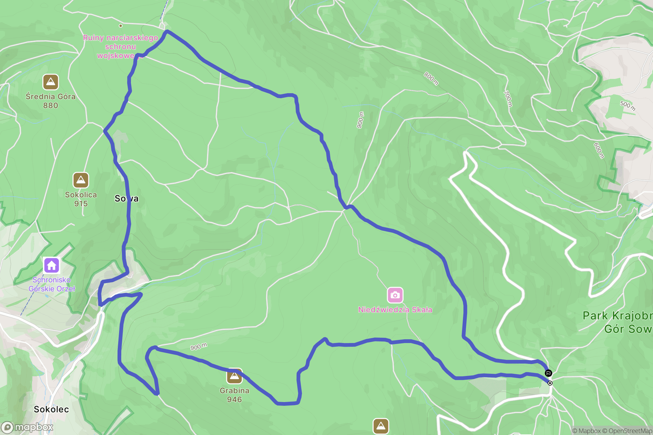 Jugów: mapa trasy - Poland