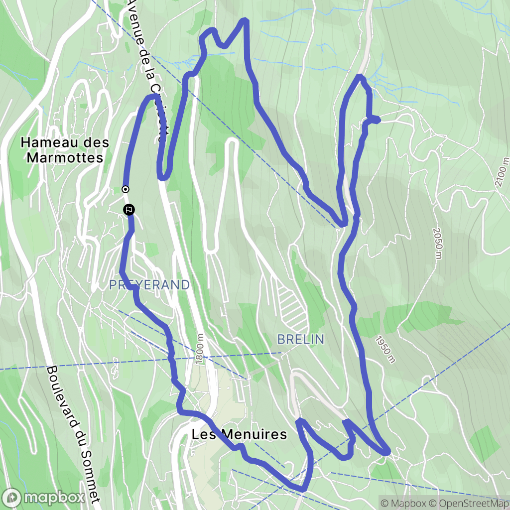 Les Belleville : carte du parcours de randonnée - France
