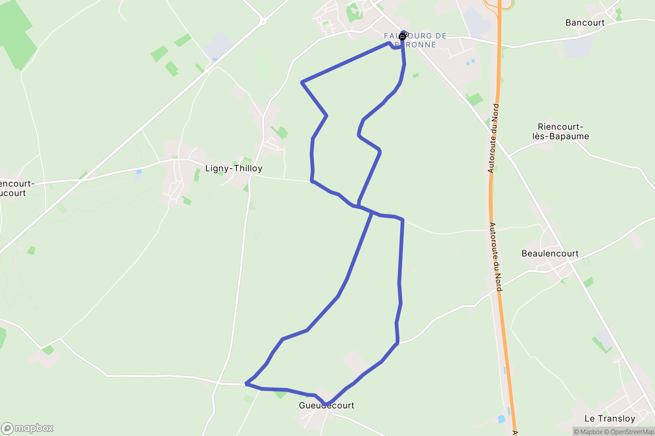 Bapaume : carte du parcours de randonnée - France