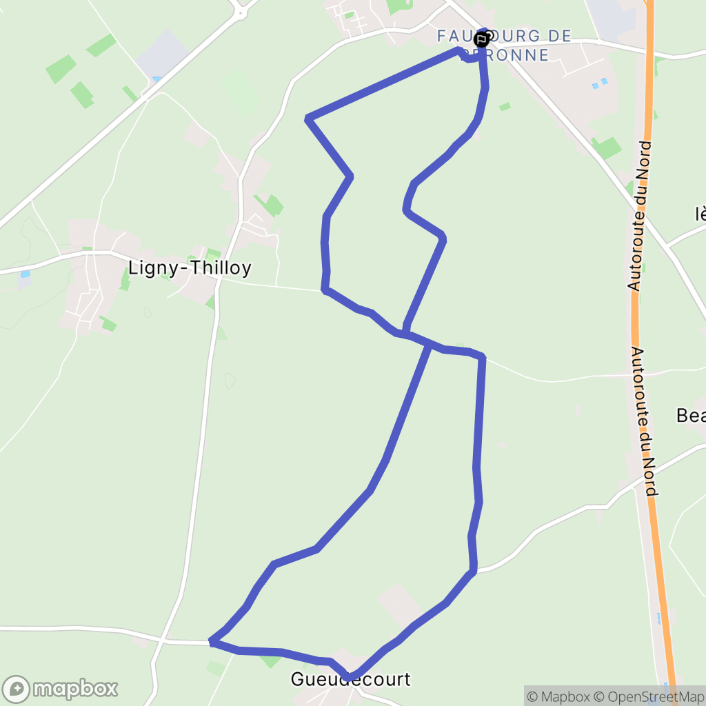 Bapaume : carte du parcours de randonnée - France