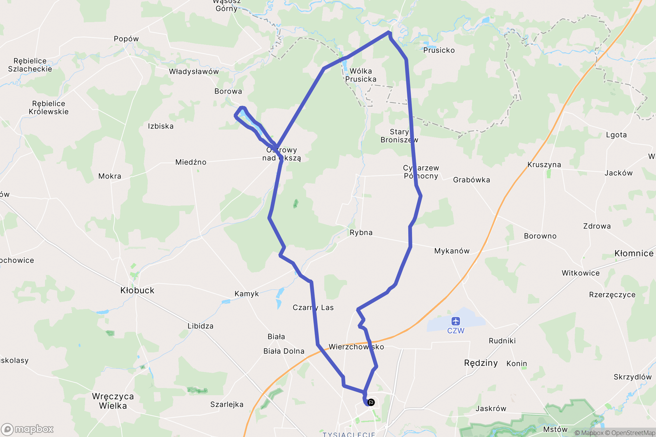 Częstochowa: mapa trasy - Poland