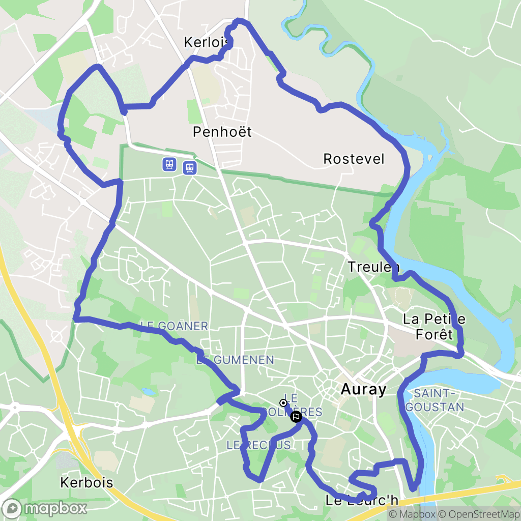 Auray : carte du parcours de randonnée - France