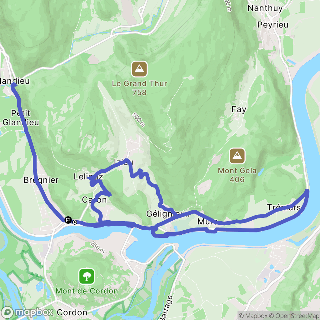Brégnier-Cordon : carte du parcours de randonnée - France