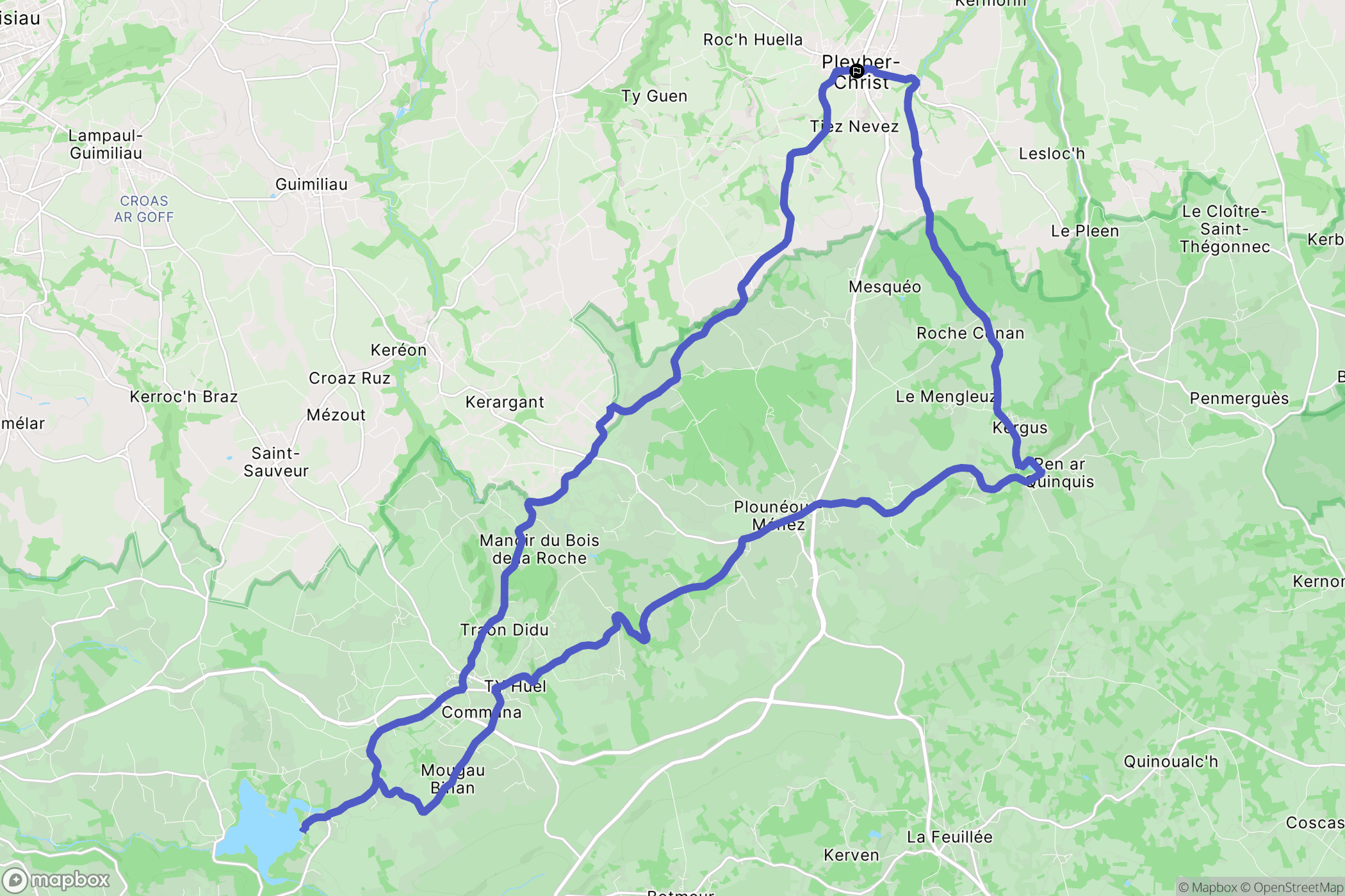 Pleyber-Christ : carte du parcours de randonnée - France