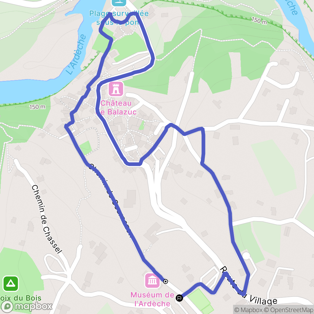 Balazuc : carte du parcours de randonnée - France
