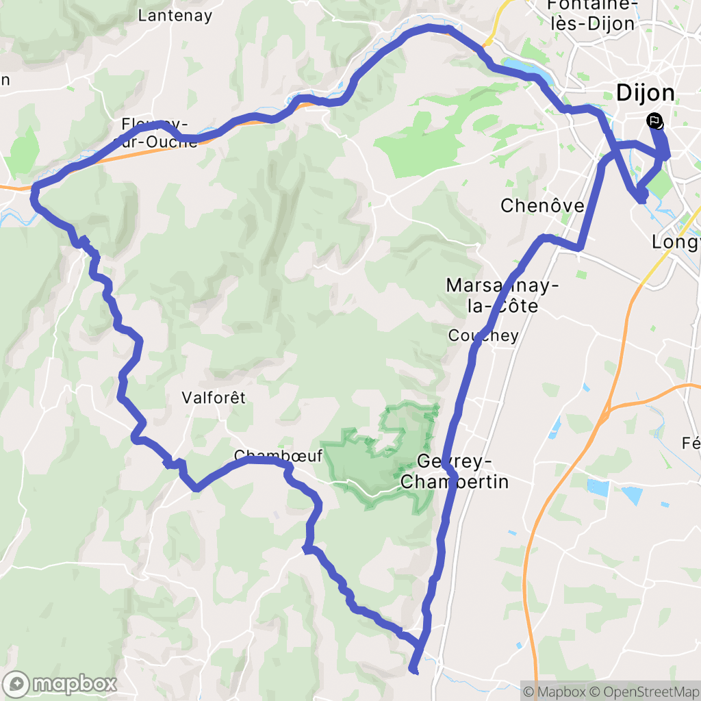 Dijon : carte du parcours de randonnée - France