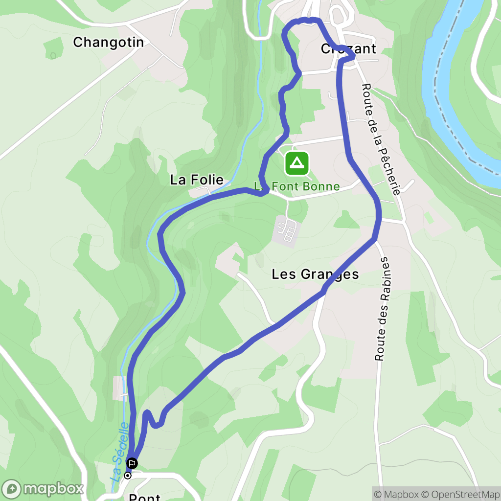 Crozant : carte du parcours de randonnée - France