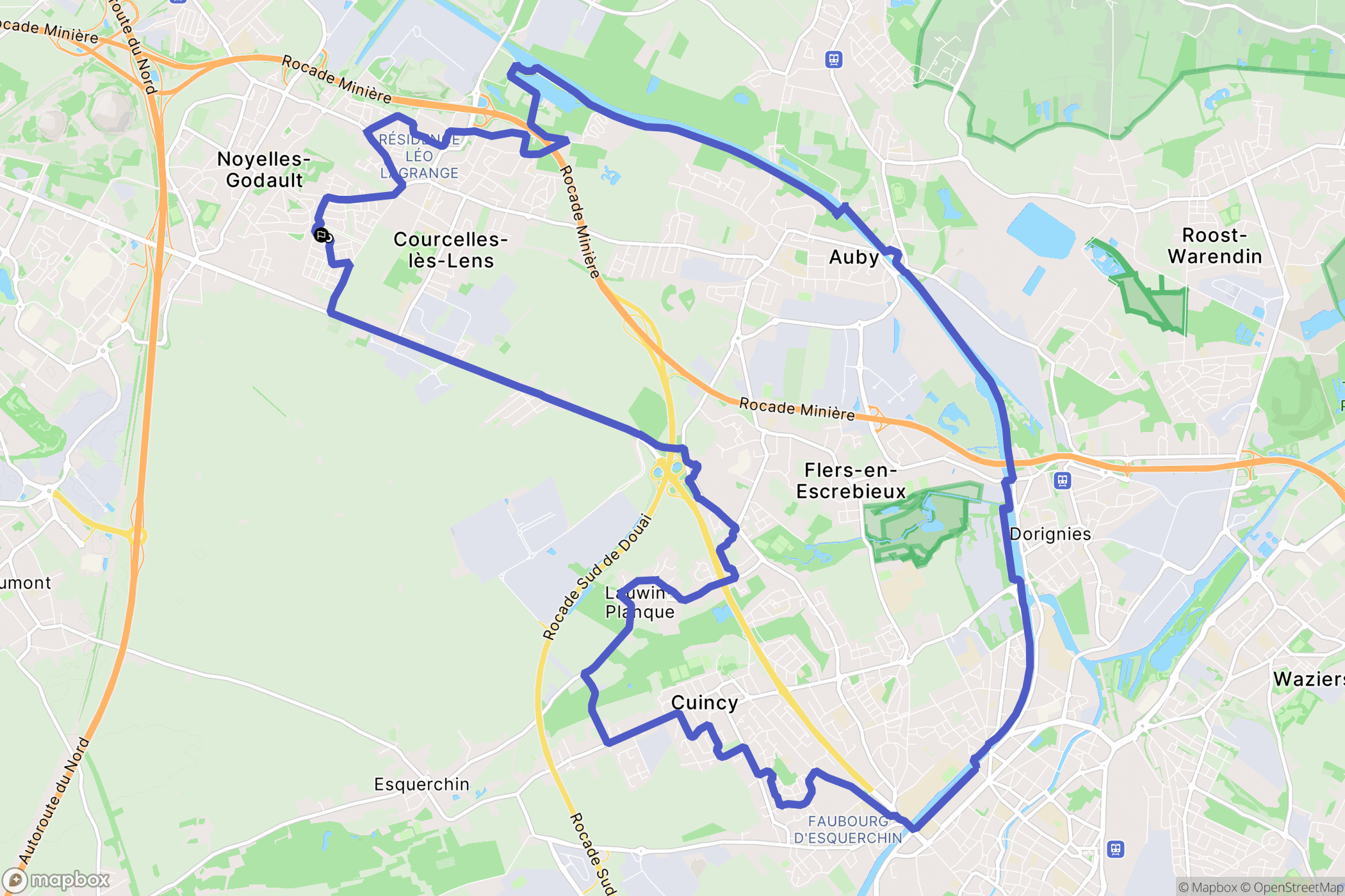 Courcelles-lès-Lens : carte du parcours de randonnée - France