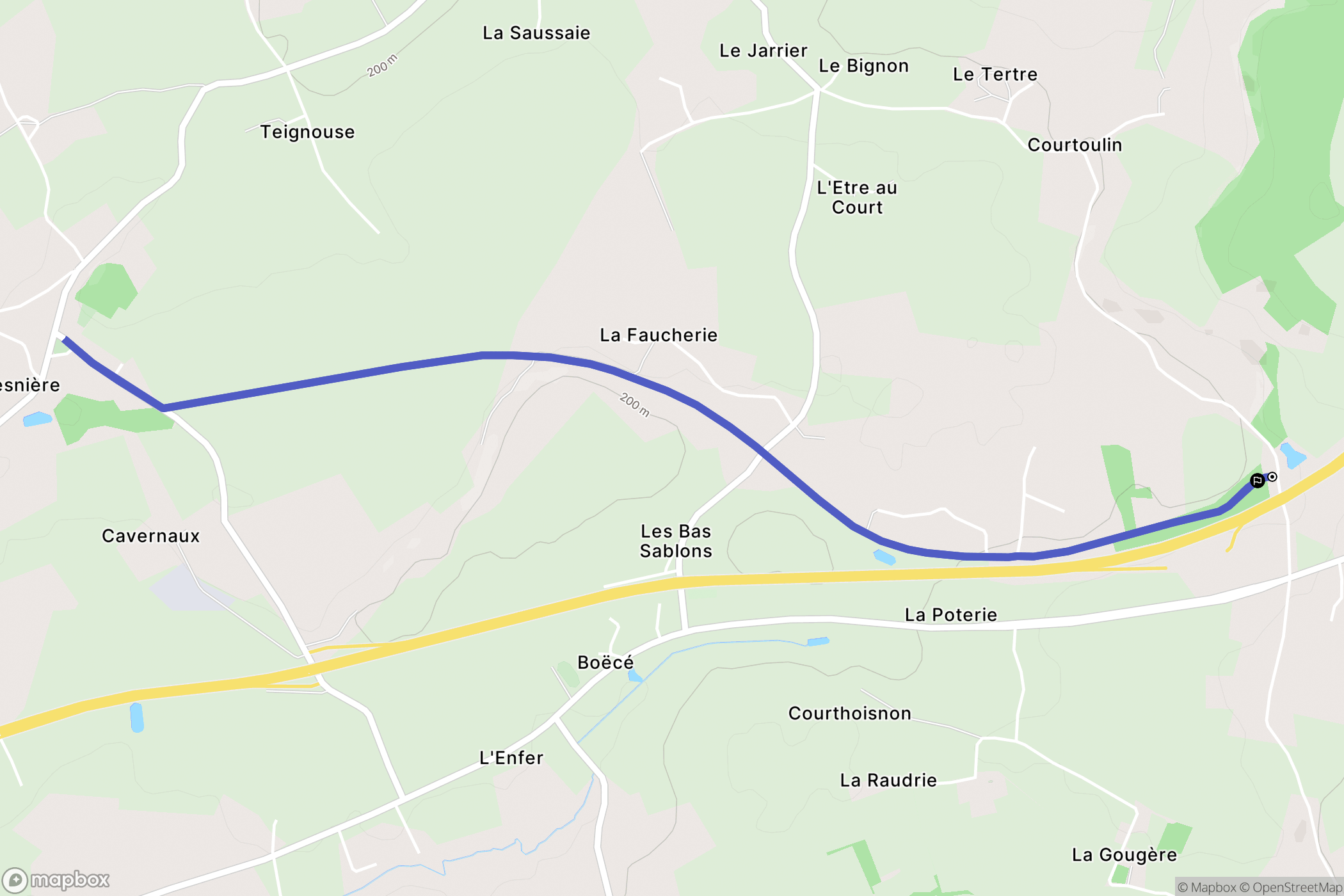 Courgeoût : carte du parcours de randonnée - France