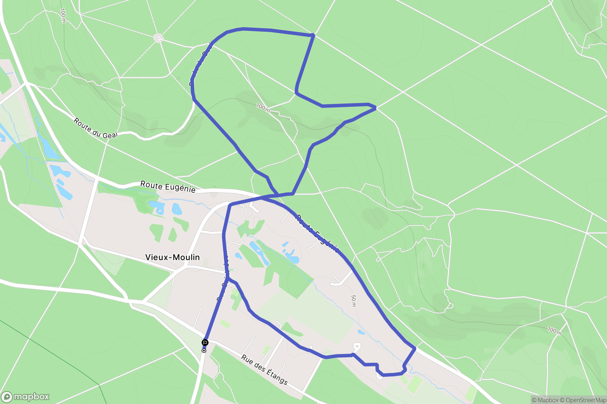 Vieux-Moulin : carte du parcours de randonnée - France