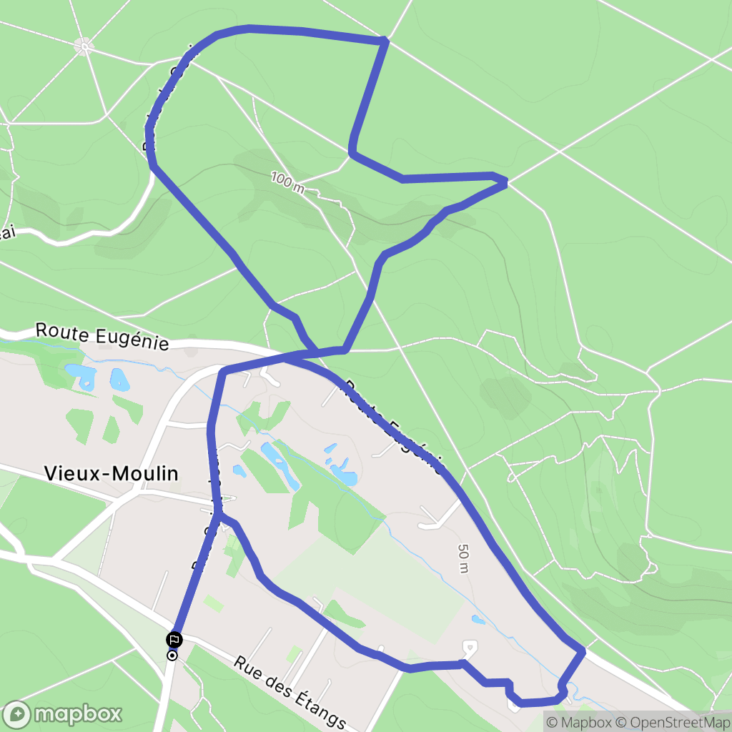 Vieux-Moulin : carte du parcours de randonnée - France
