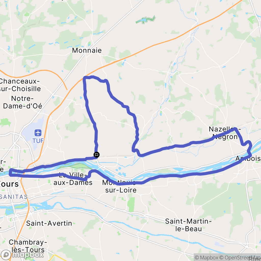 Vouvray : carte du parcours de randonnée - France