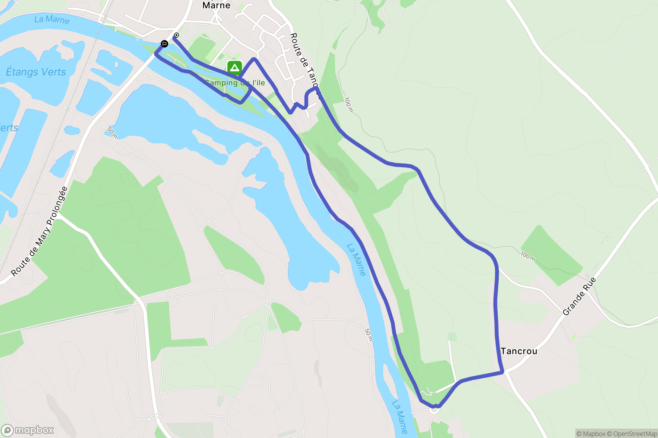 Mary-sur-Marne : carte du parcours de randonnée - France