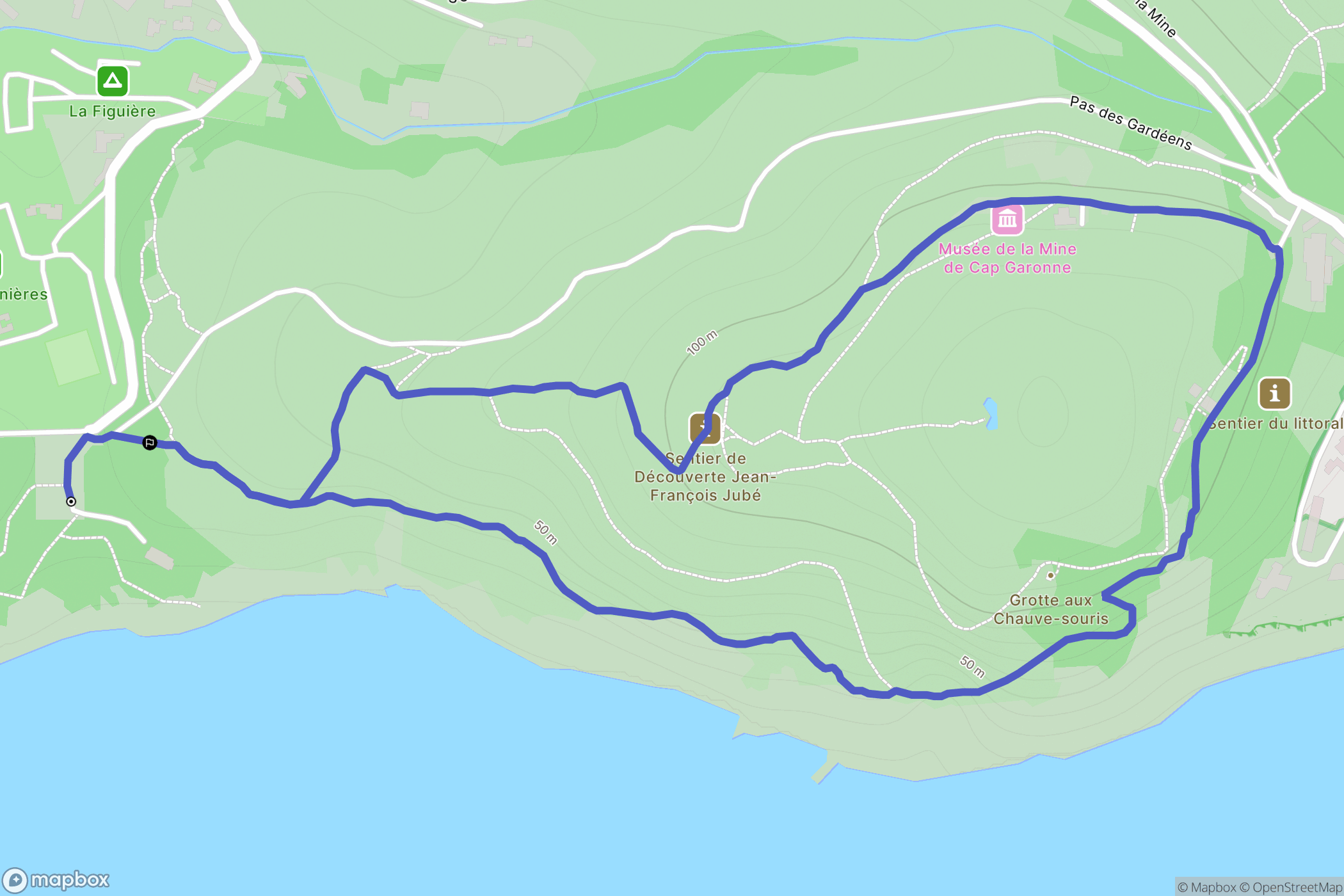 Le Pradet : carte du parcours de randonnée - France