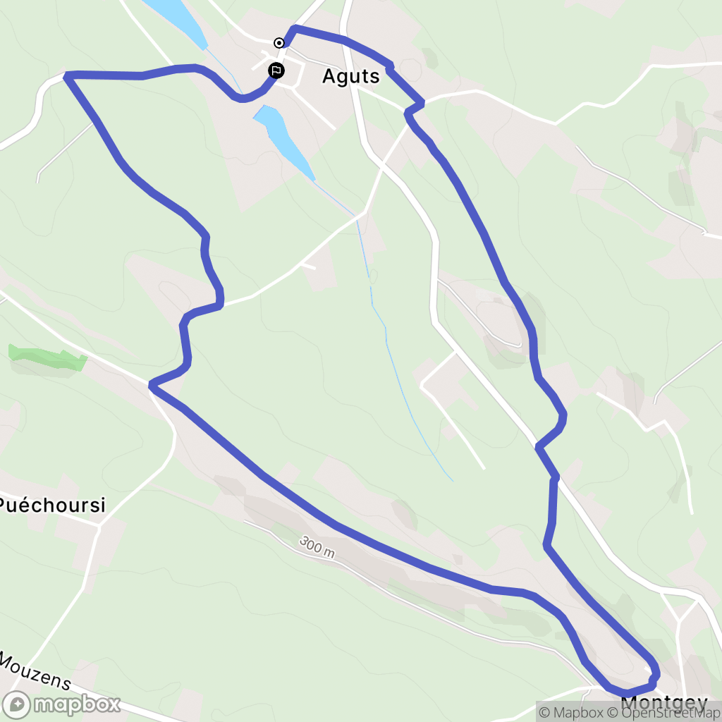 Aguts : carte du parcours de randonnée - France