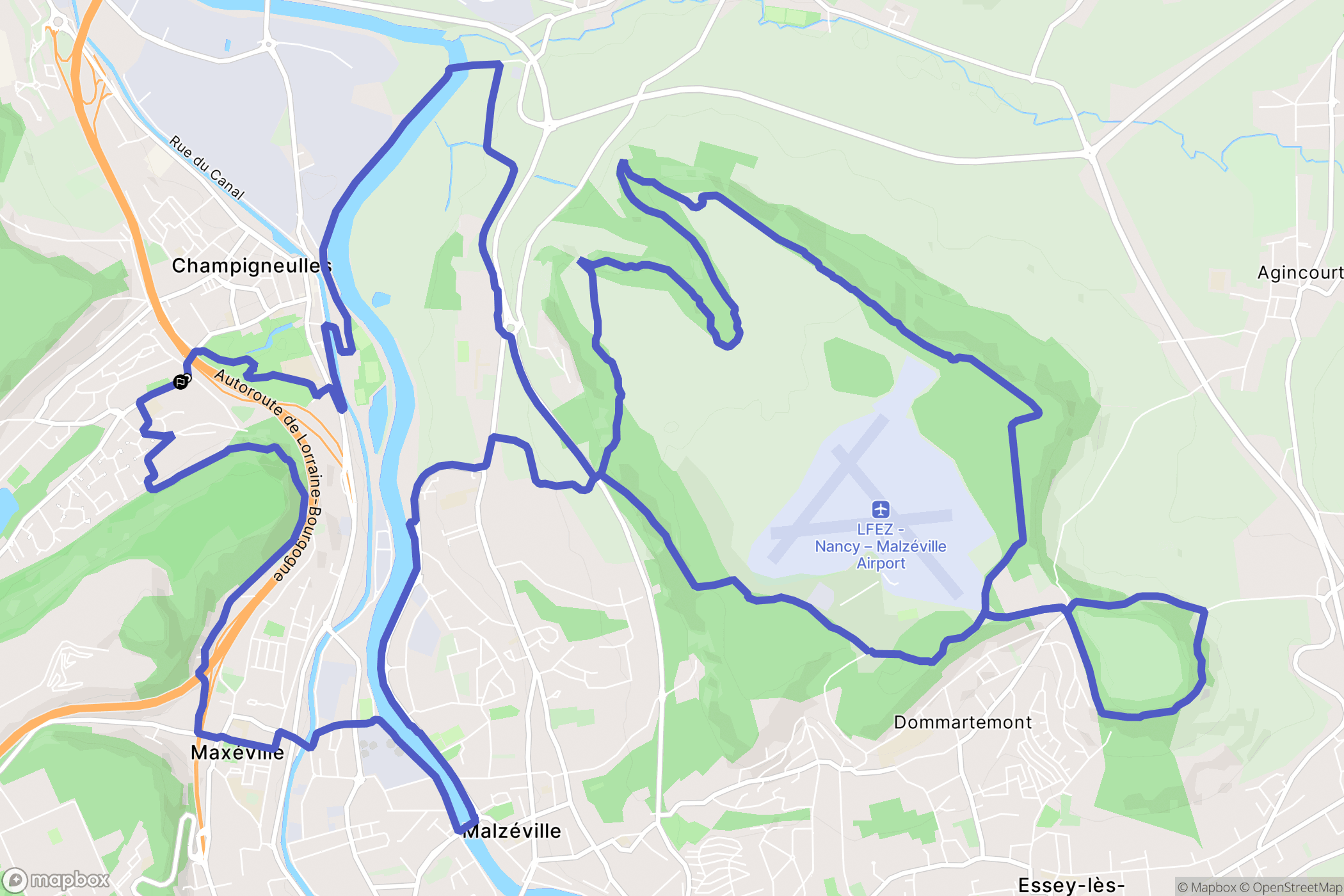 Champigneulles : carte du parcours de randonnée - France