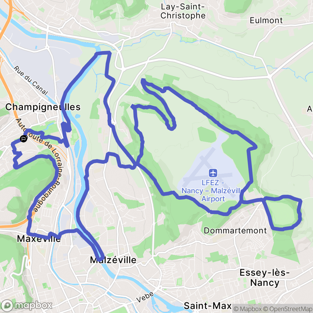 Champigneulles : carte du parcours de randonnée - France