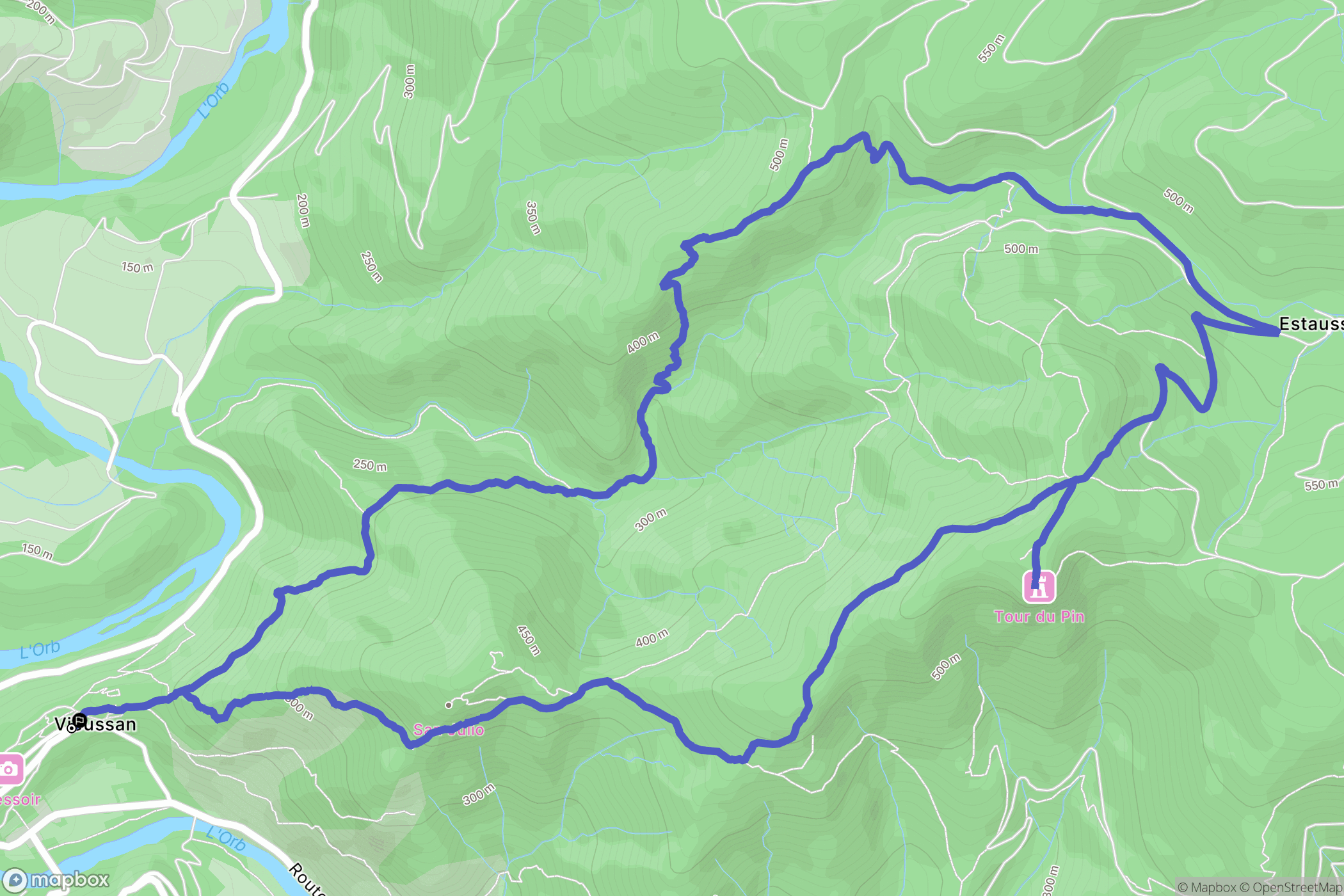 Vieussan : carte du parcours de randonnée - France