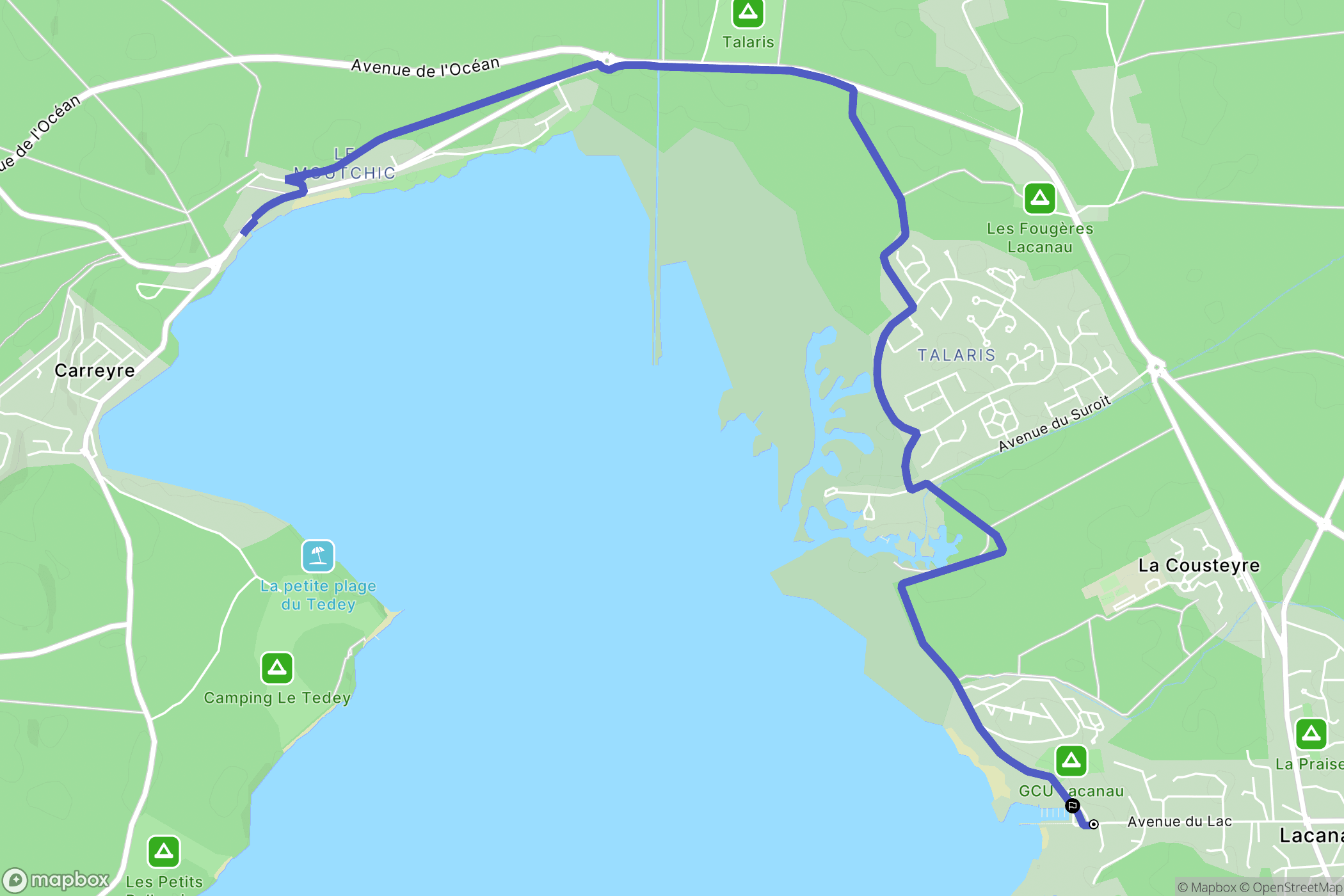 Lacanau : carte du parcours de randonnée - France