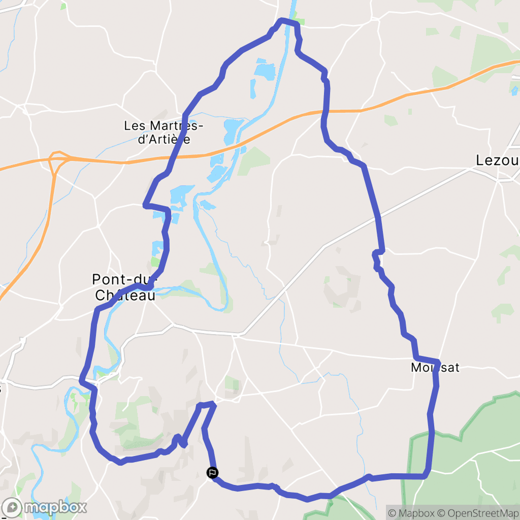 Chauriat : carte du parcours de randonnée - France