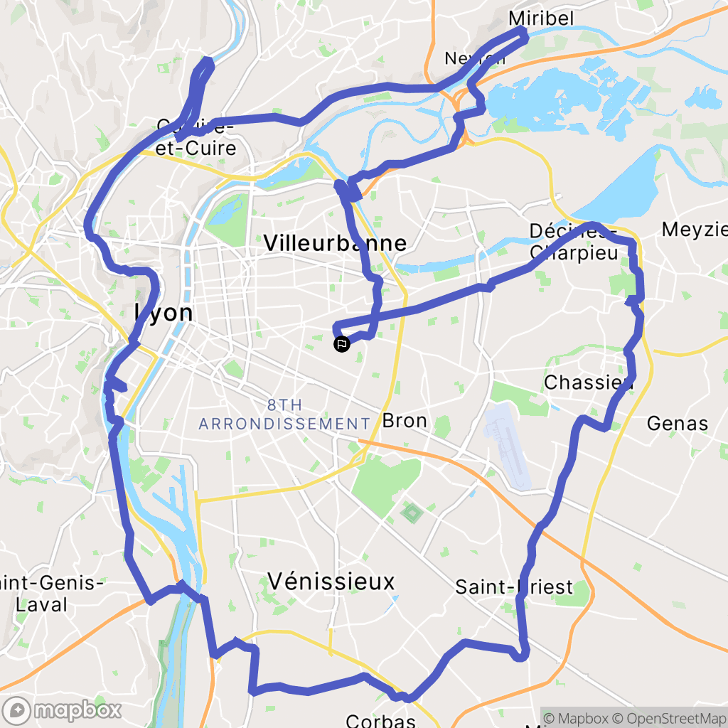 Lyon : carte du parcours de randonnée - France