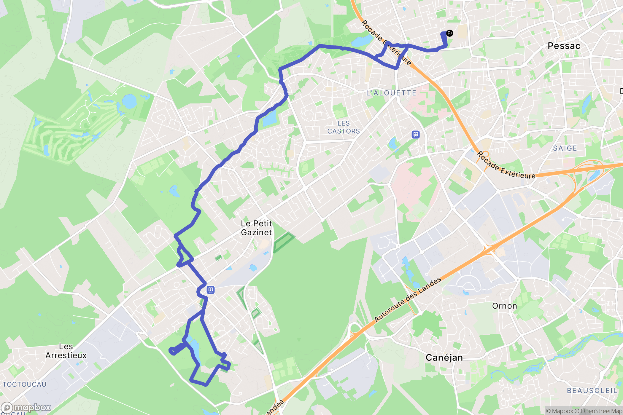 Pessac : carte du parcours de randonnée - France