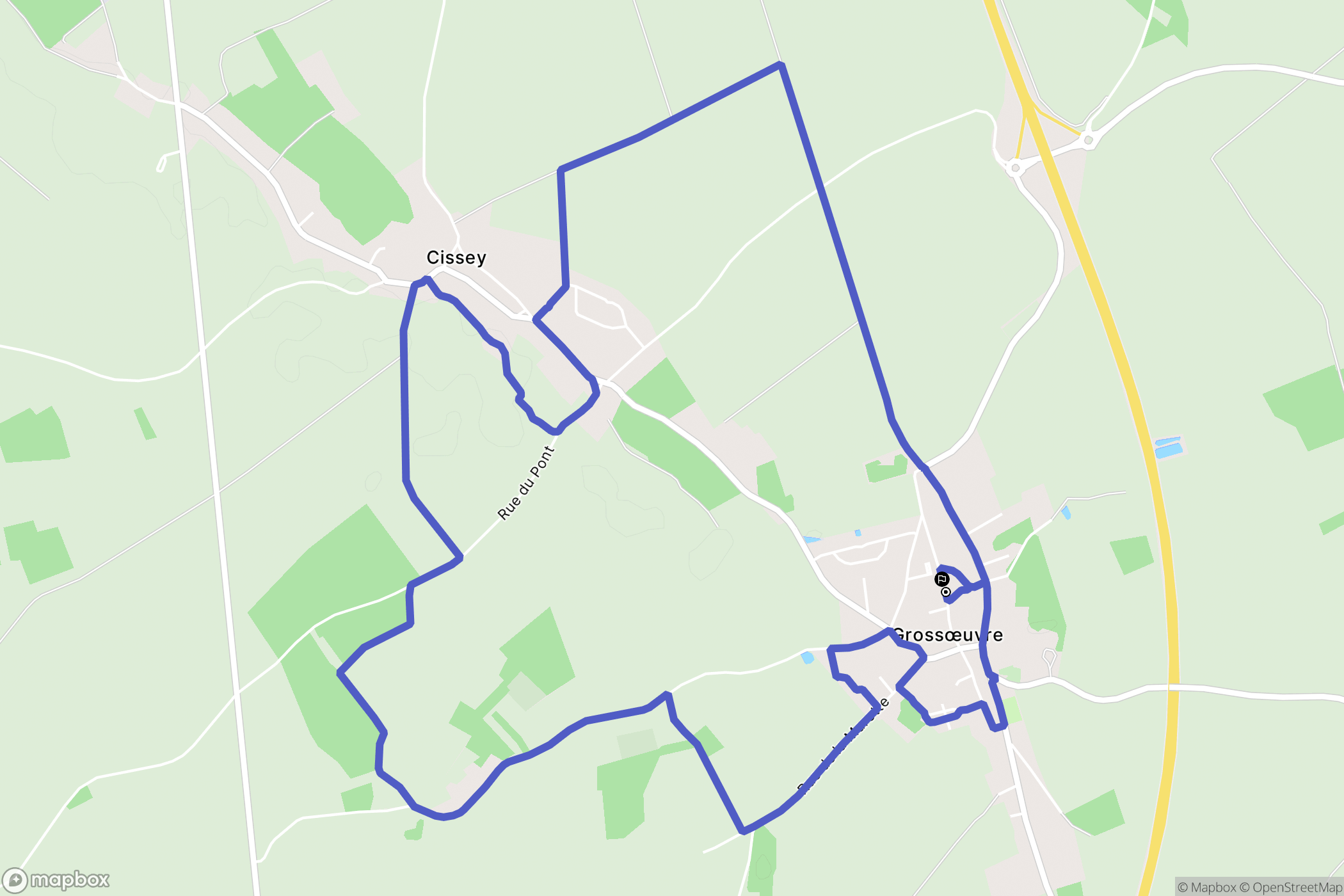 Grossœuvre : carte du parcours de randonnée - France