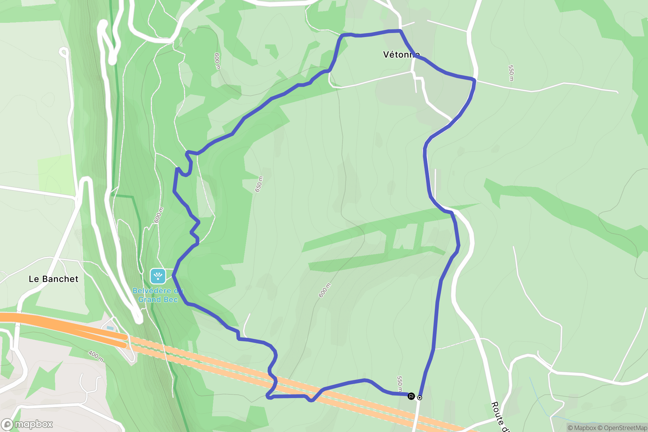 Dullin : carte du parcours de randonnée - France