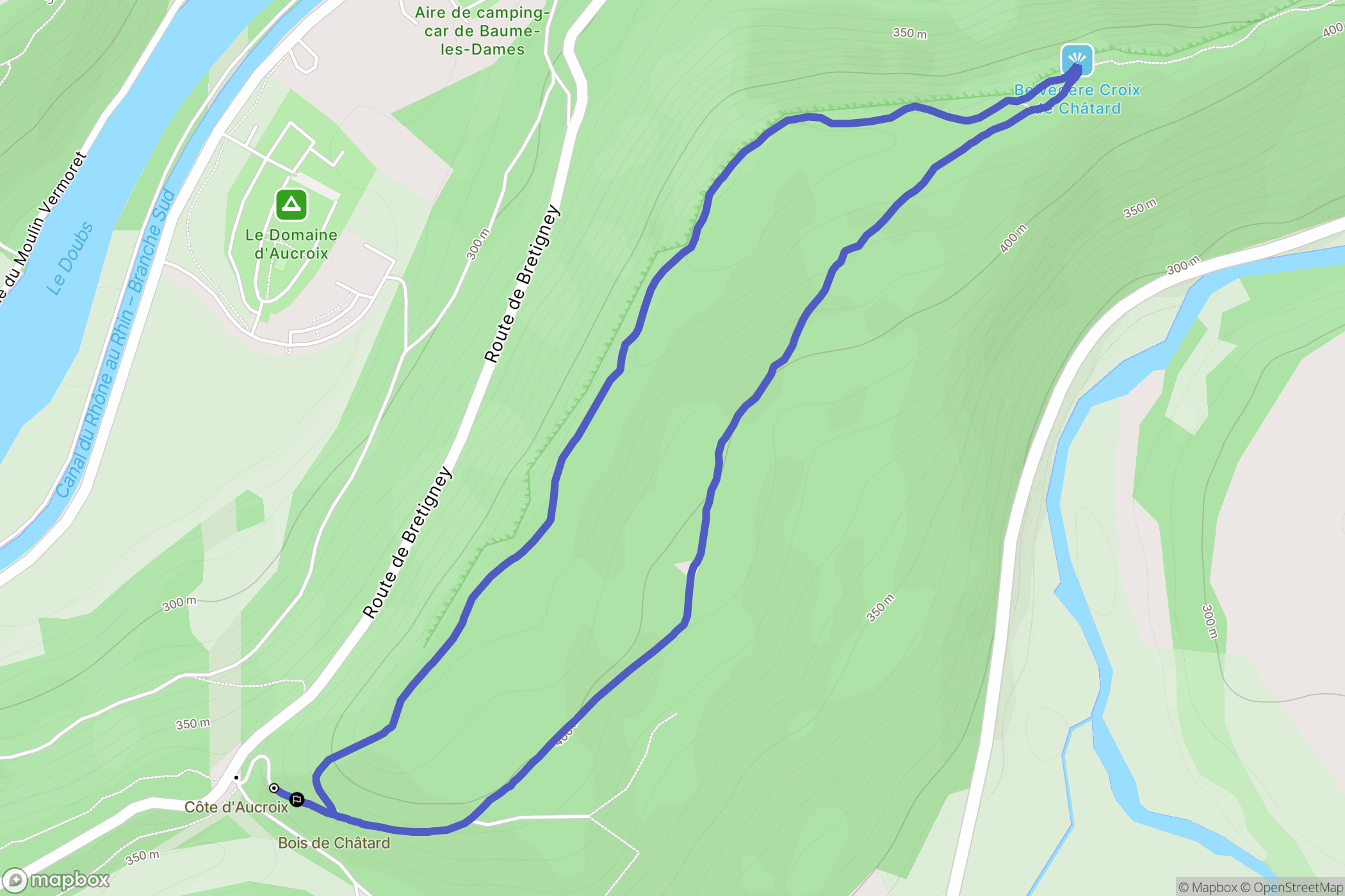 Baume-les-Dames : carte du parcours de randonnée - France