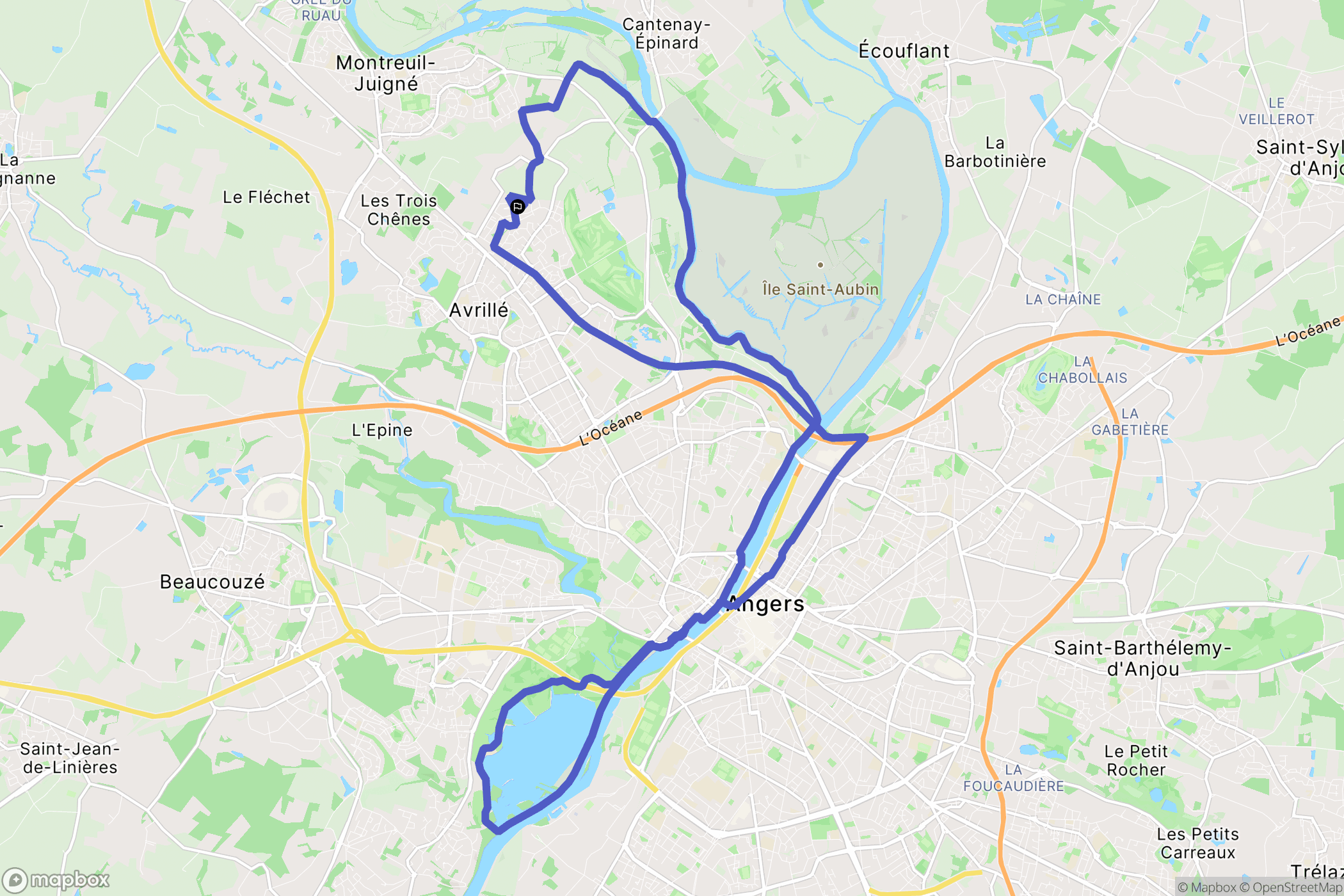 Avrillé : carte du parcours de randonnée - France