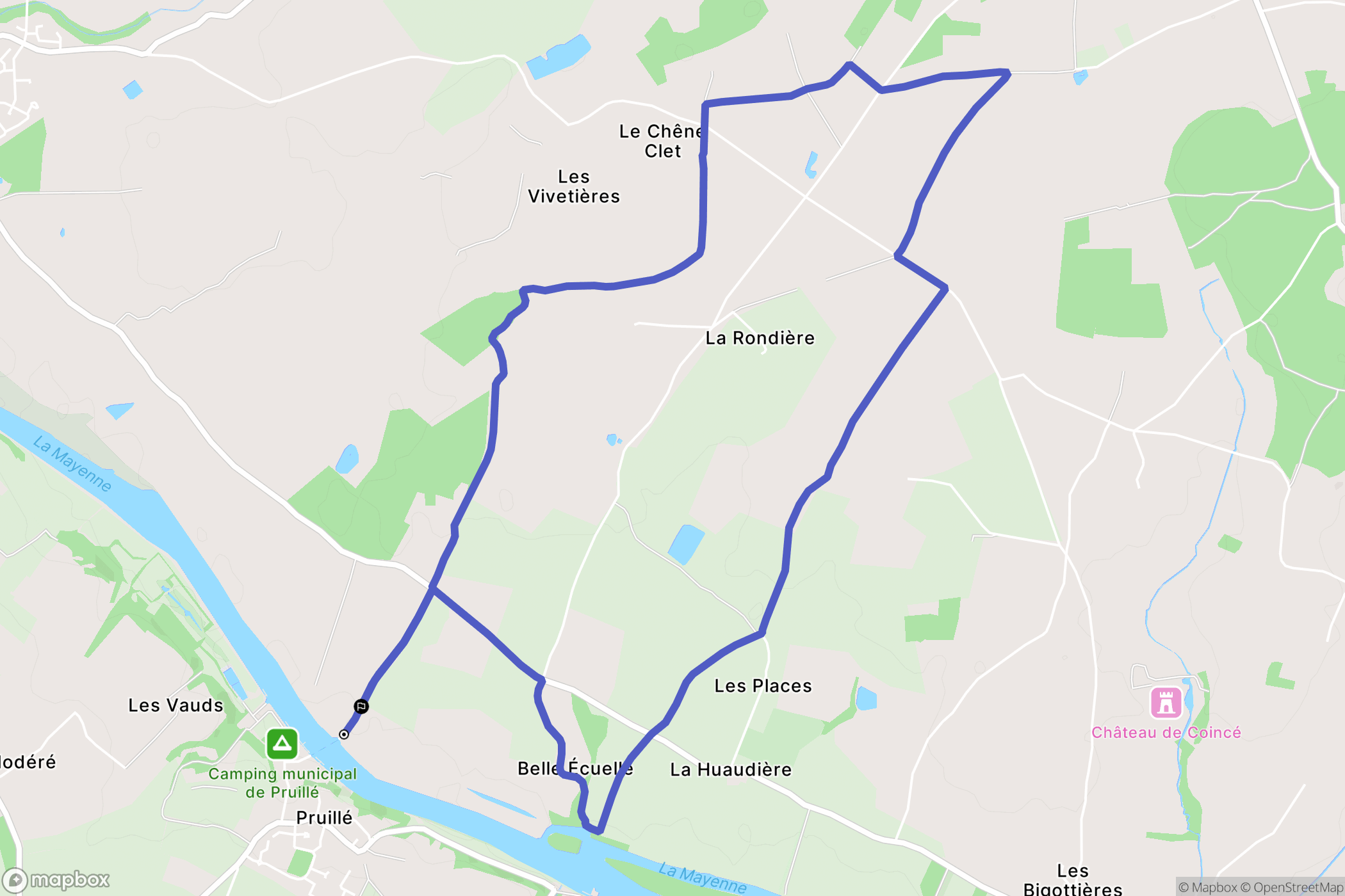 Longuenée-en-Anjou : carte du parcours de randonnée - France