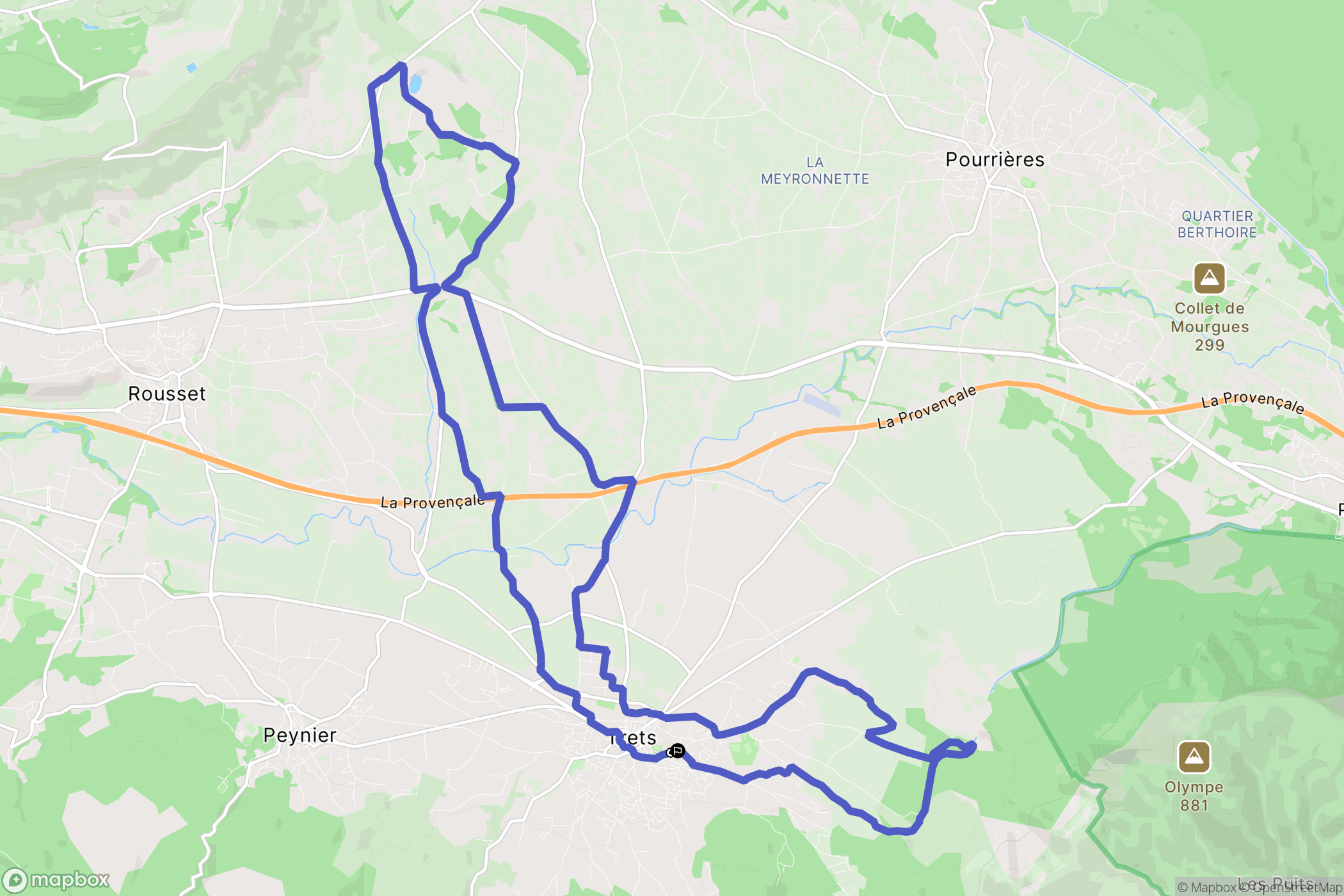 Trets : carte du parcours de randonnée - France