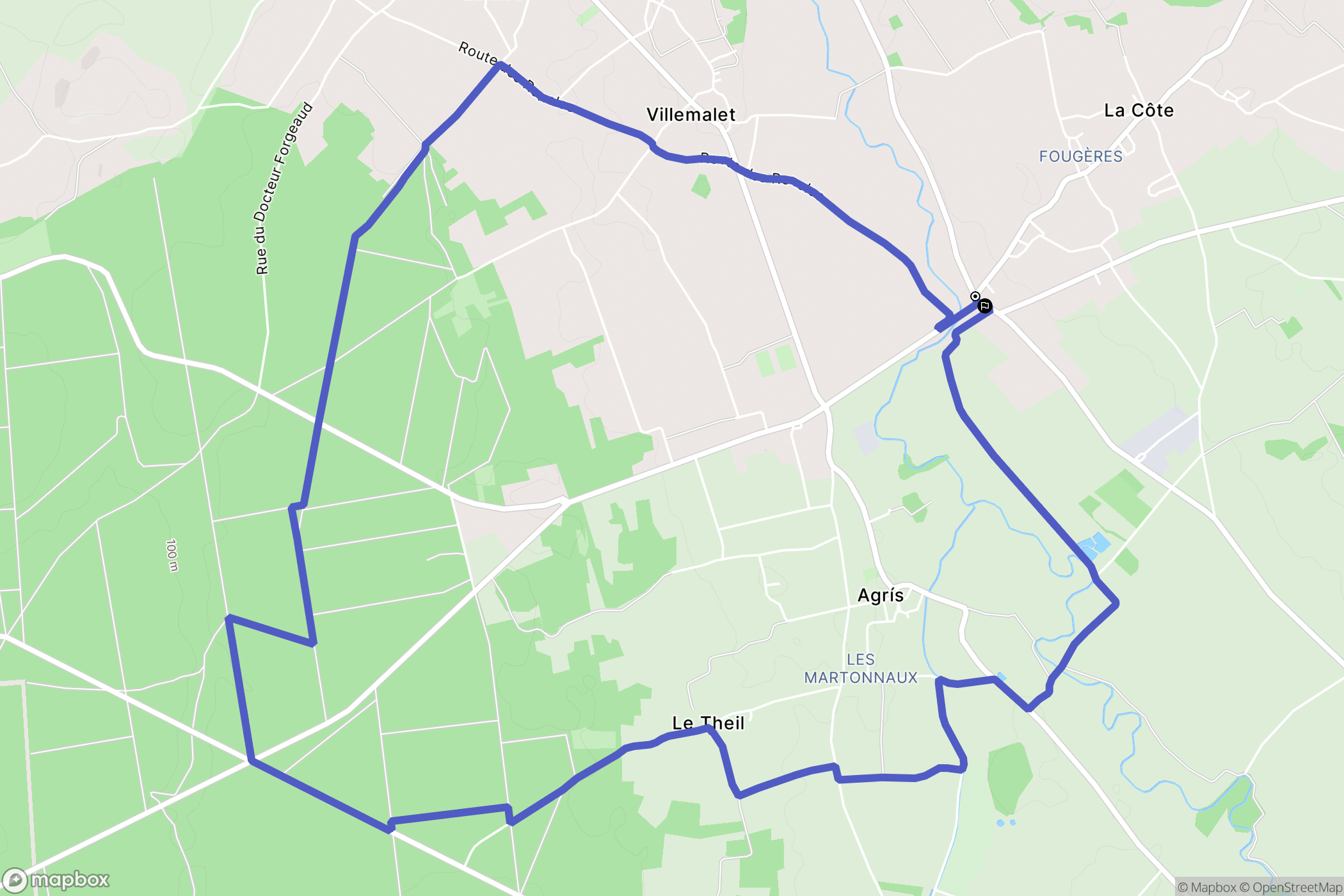 Agris : carte du parcours de randonnée - France