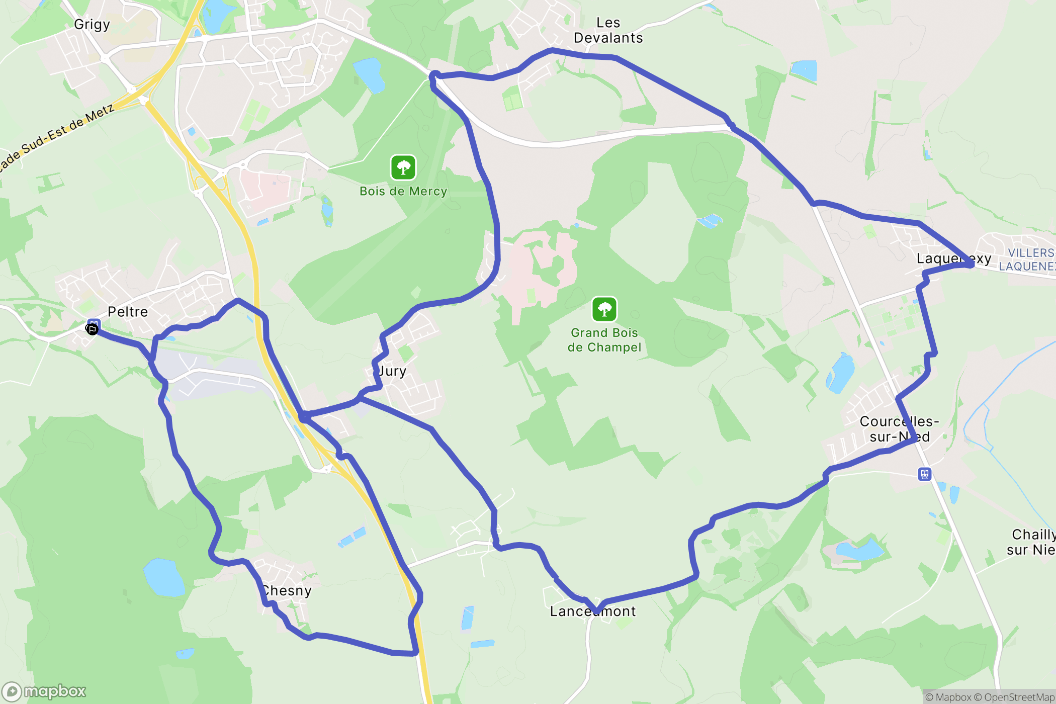 Peltre : carte du parcours de randonnée - France