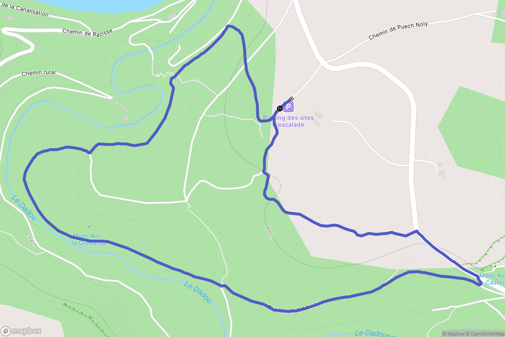 Mont-Roc : carte du parcours de randonnée - France
