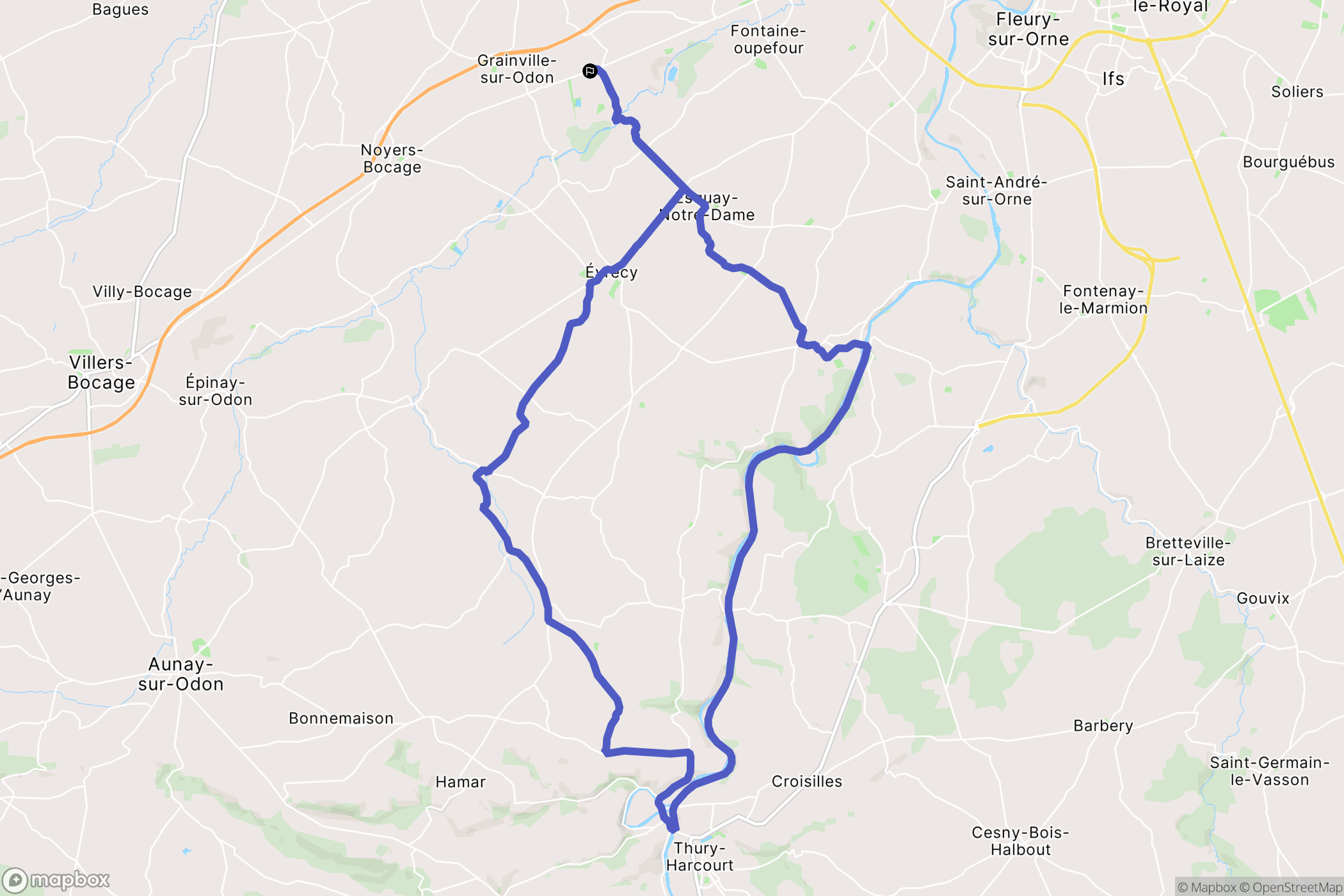 Tourville-sur-Odon : carte du parcours de randonnée - France