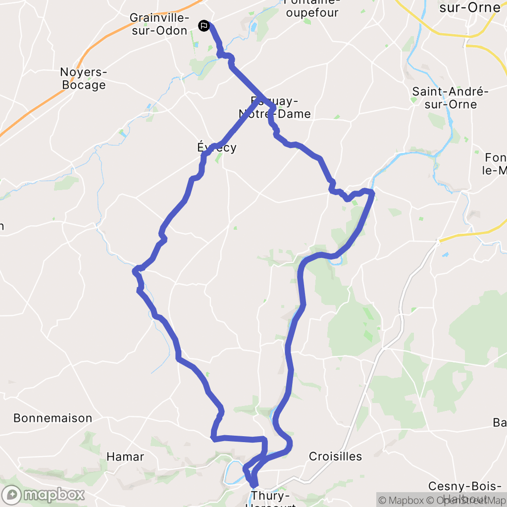 Tourville-sur-Odon : carte du parcours de randonnée - France
