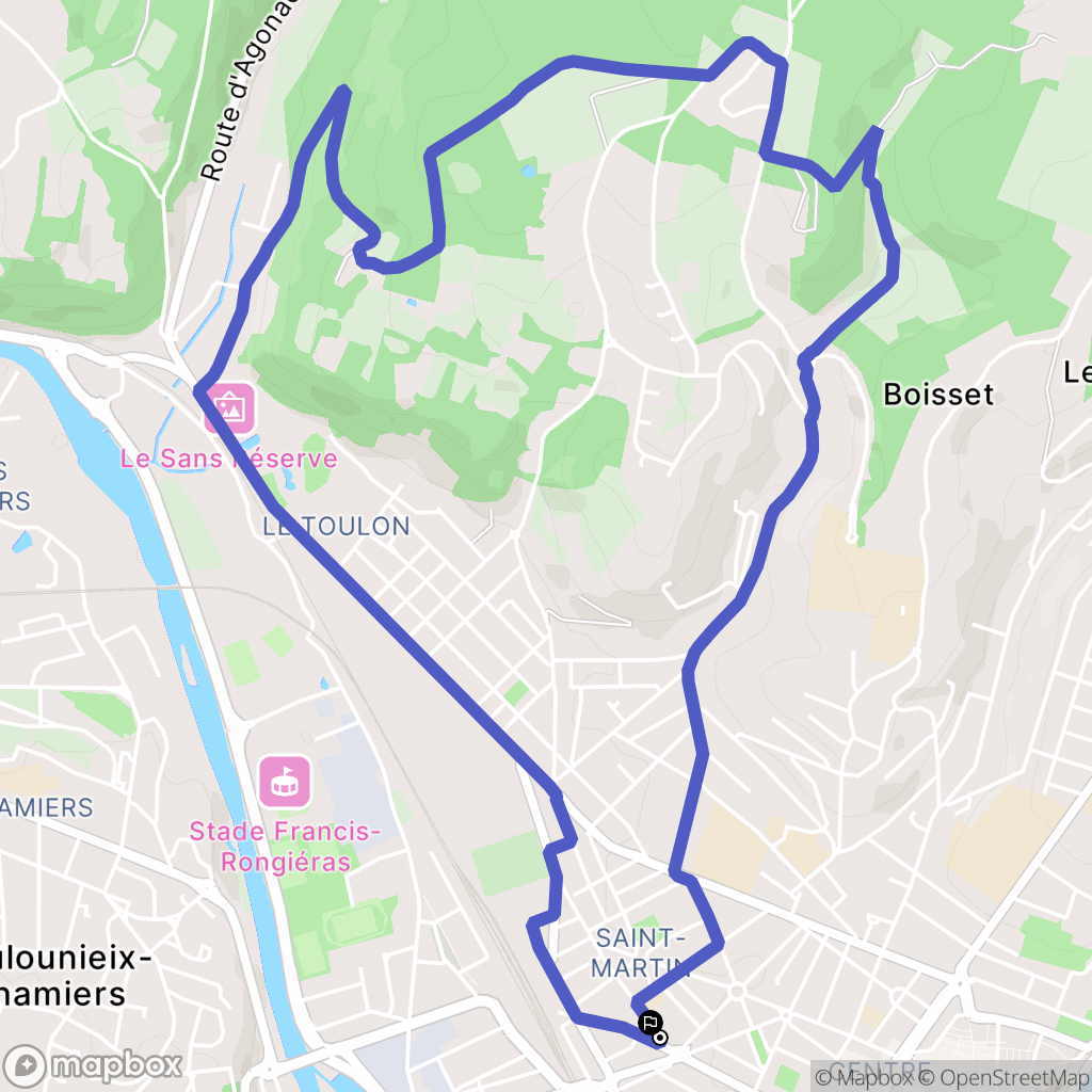 Périgueux : carte du parcours de randonnée - France