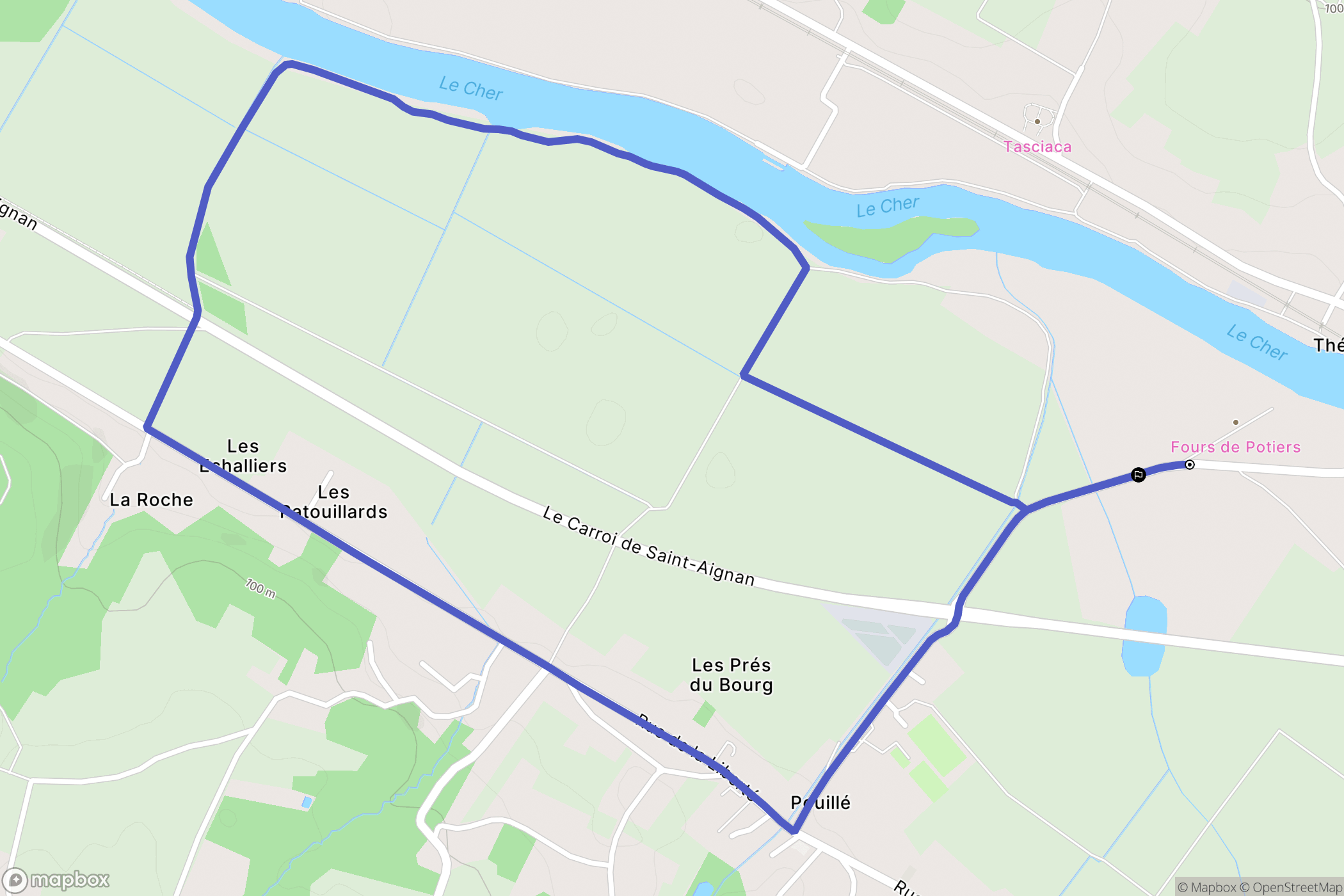 Pouillé : carte du parcours de randonnée - France