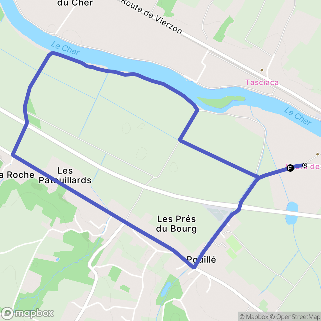 Pouillé : carte du parcours de randonnée - France