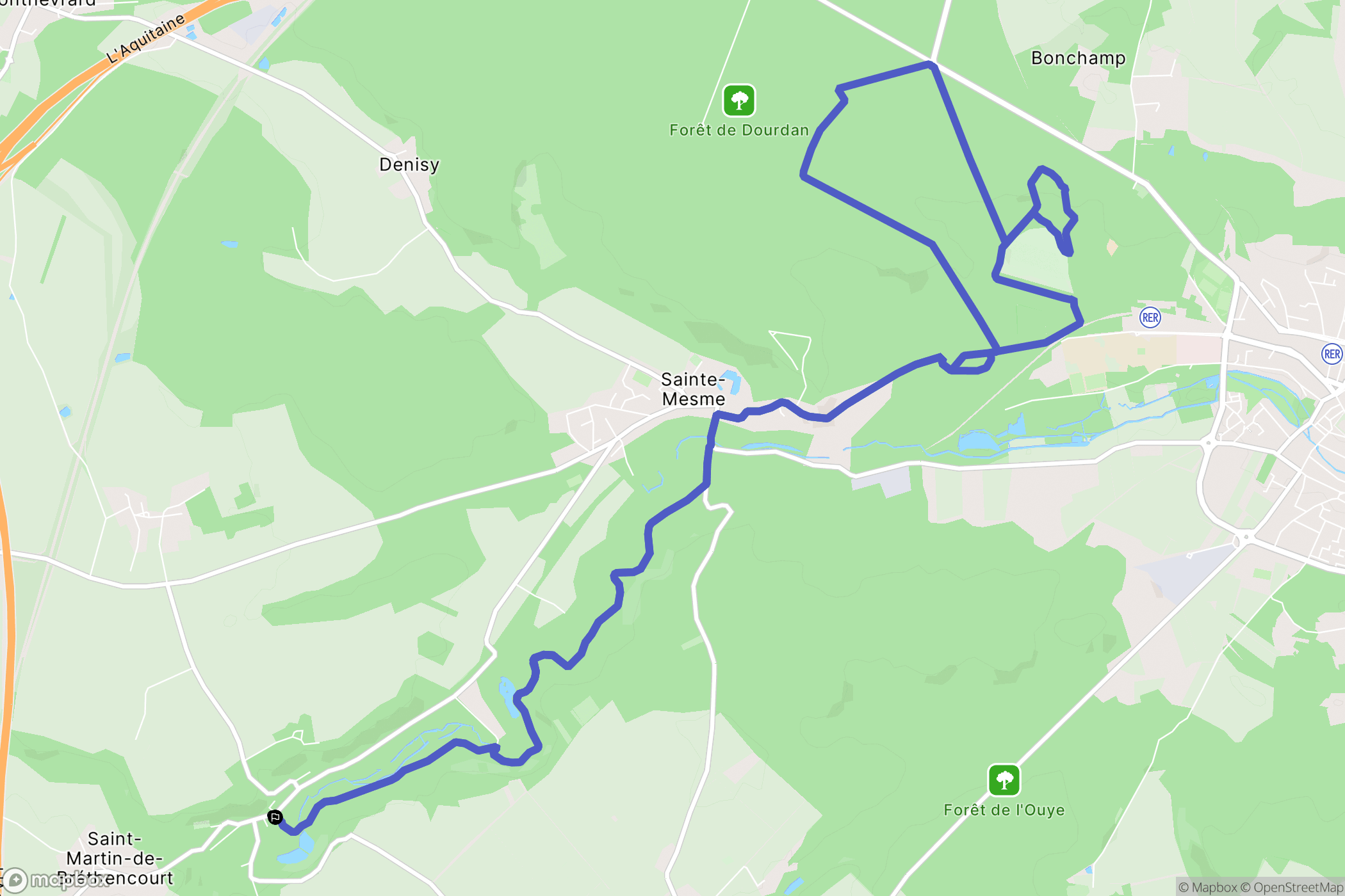 Saint-Martin-de-Bréthencourt : carte du parcours de randonnée - France