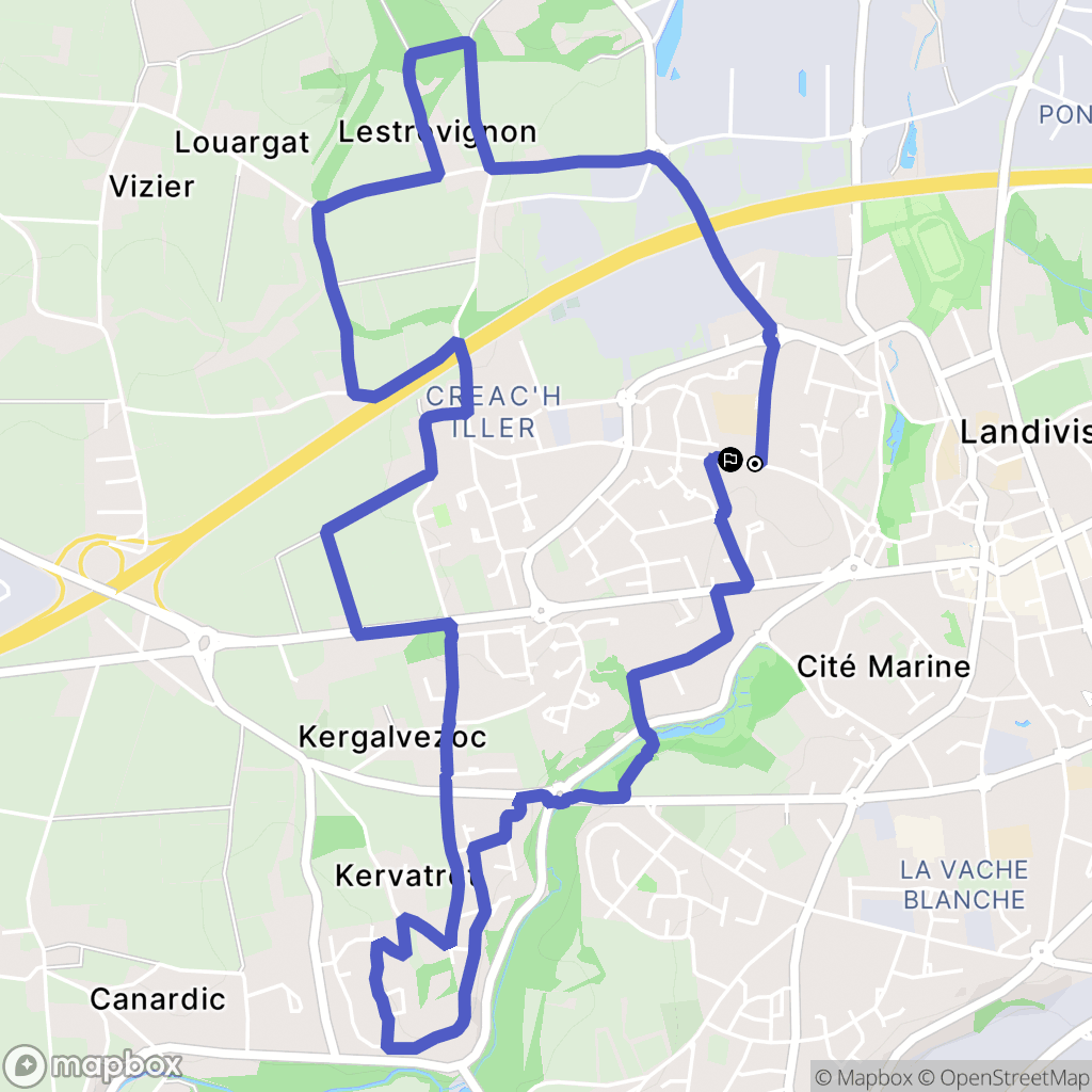 Landivisiau : carte du parcours de randonnée - France
